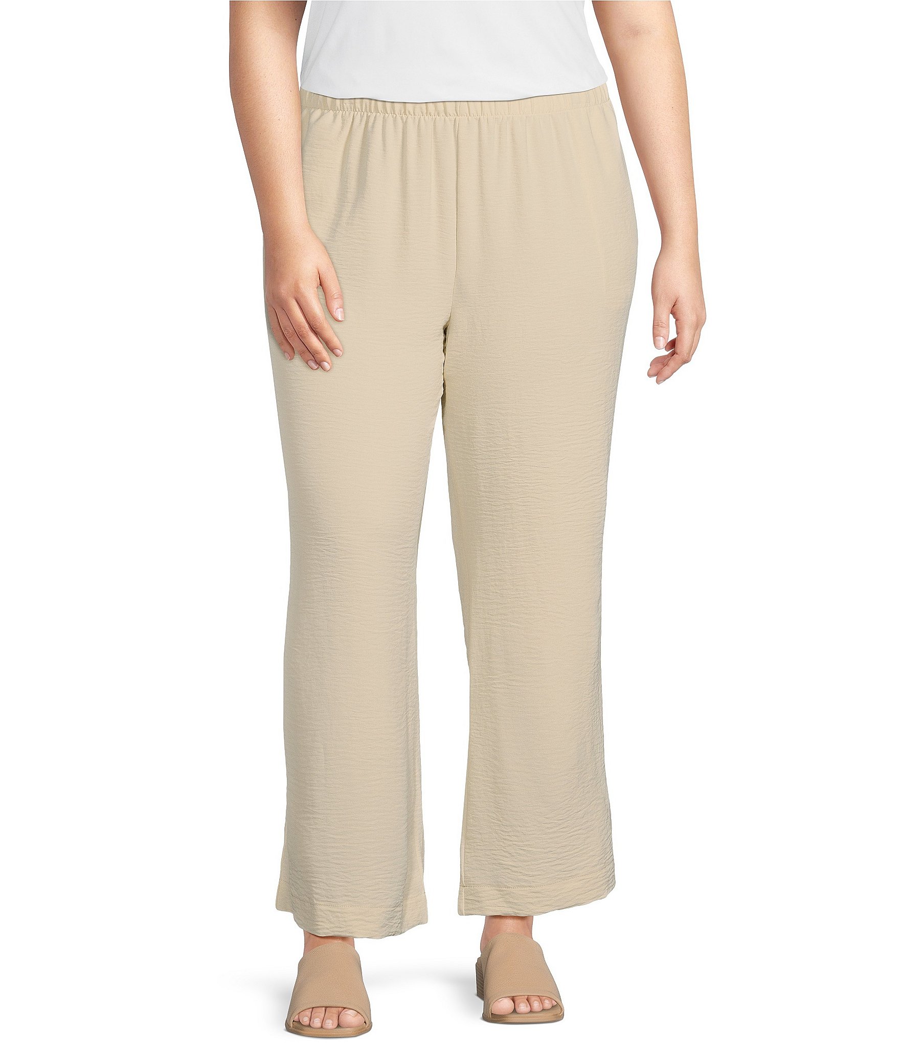 solid woven: Women's Plus-Size Pants