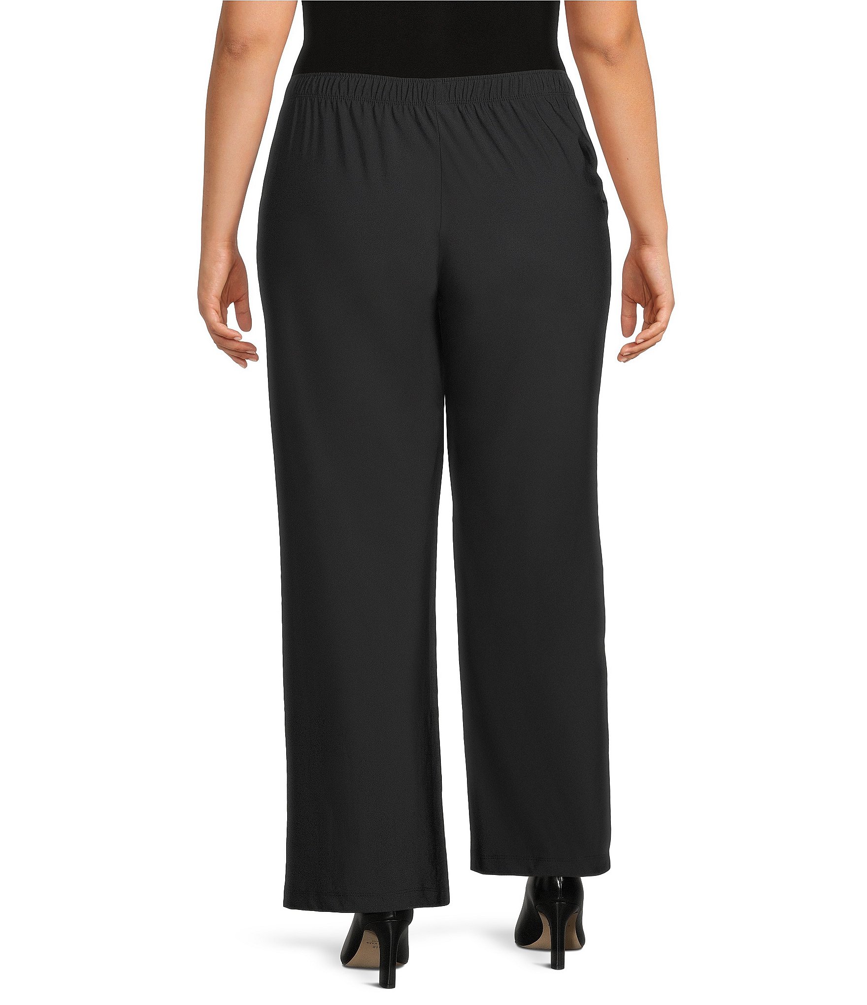 IC Collection Plus Size Prada Knit Elastic Straight Leg Pants
