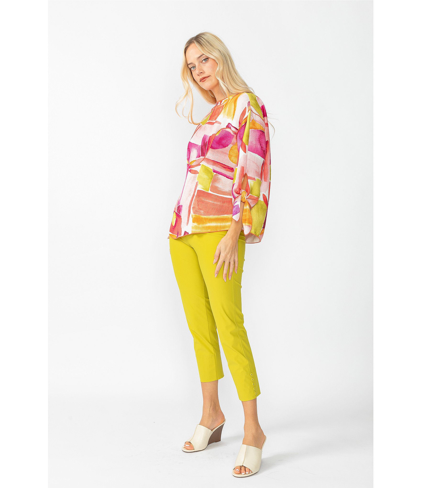IC Collection Slim Stretch Knit Cropped Pants