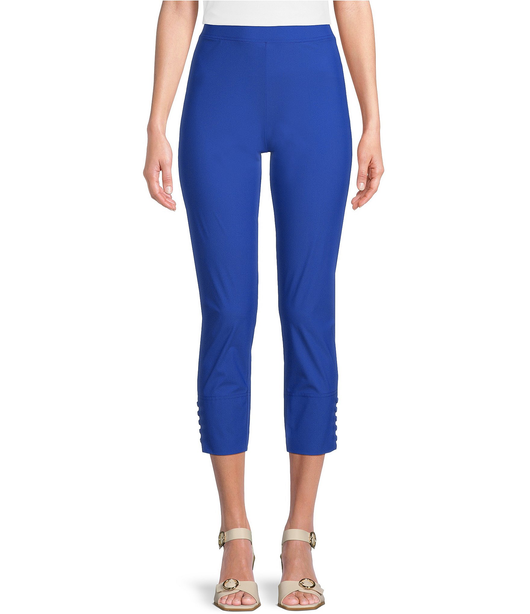 IC Collection Slim Stretch Knit Cropped Pants | Dillard's