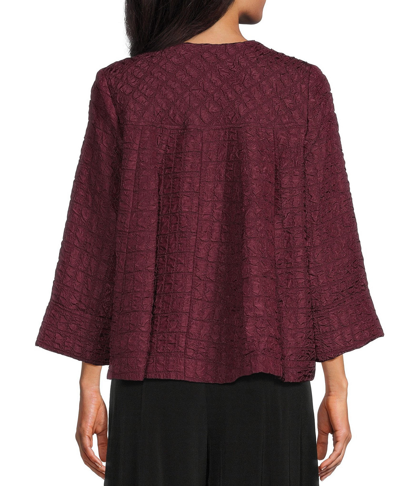 IC Collection Woven Round Neck Bracelet Sleeve Short Jacket