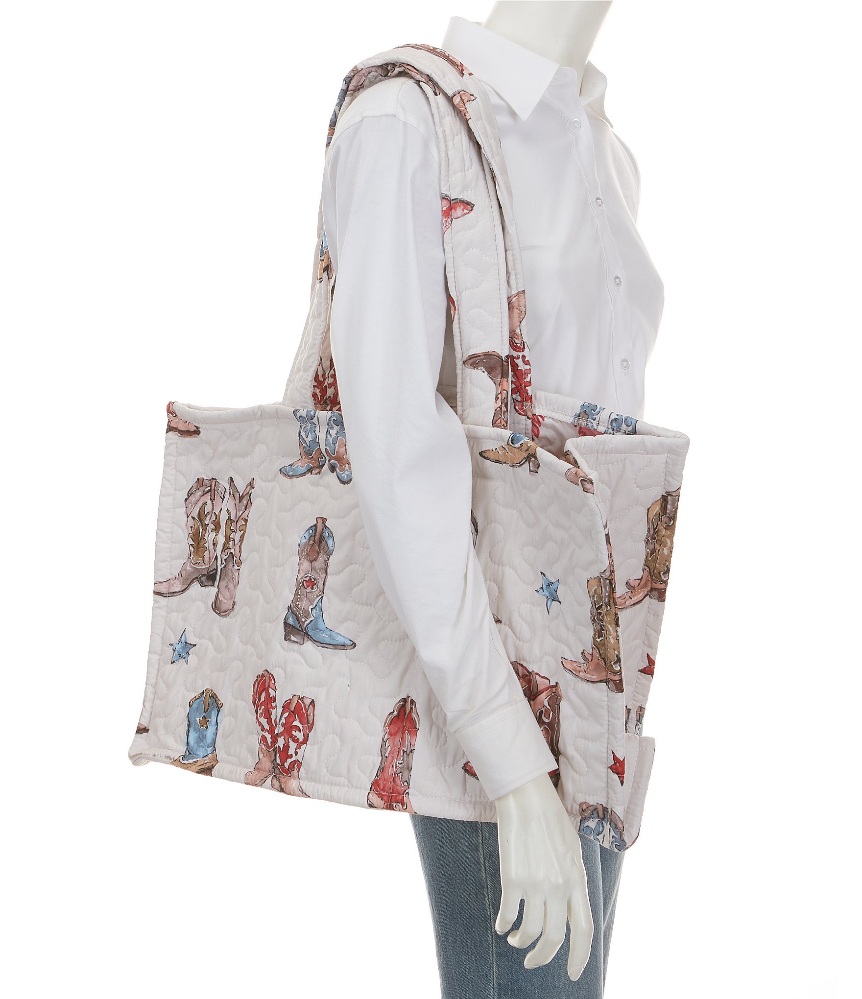 Ida Mae Home Thunder Boots Sand Quilted Tote Bag