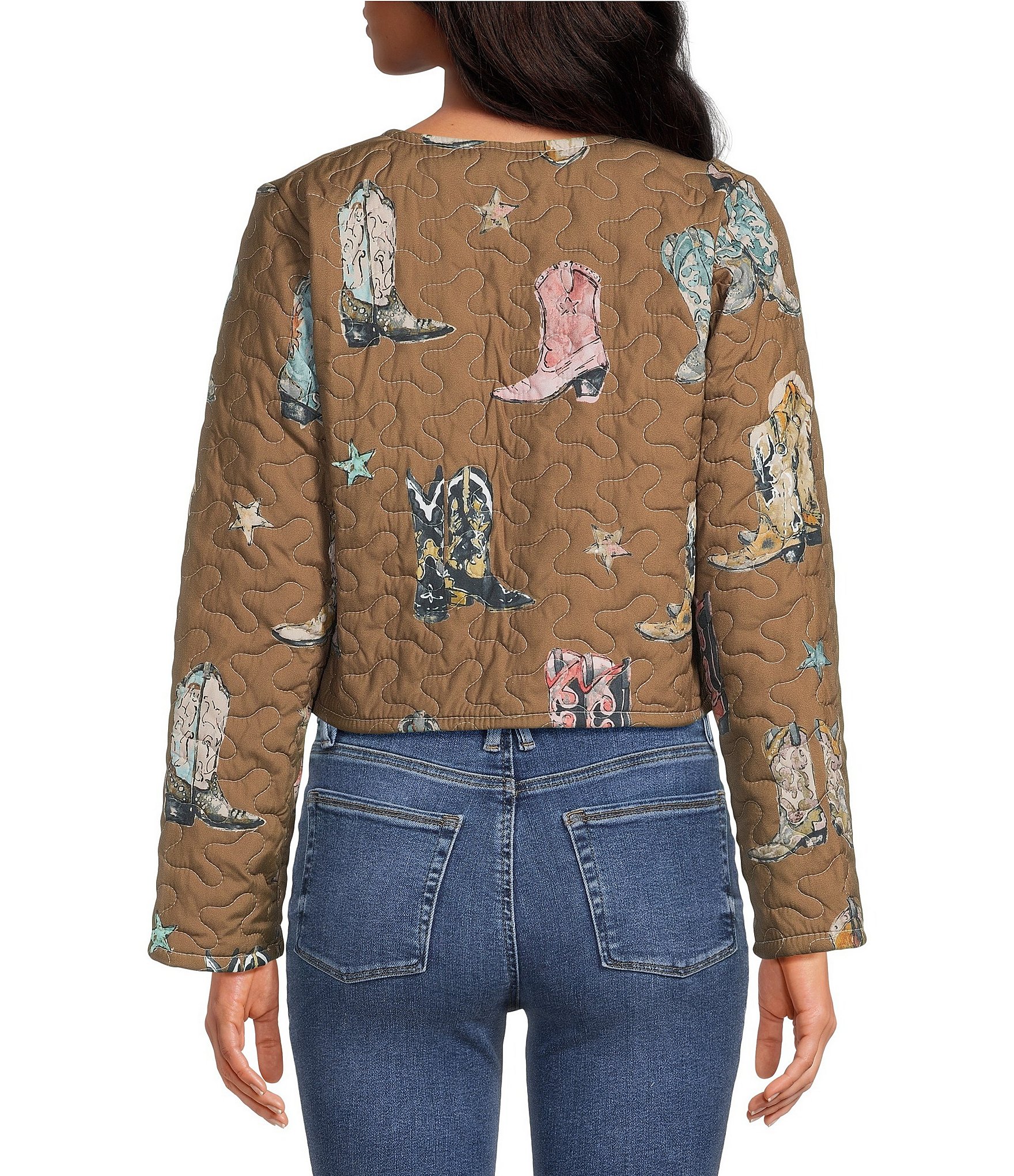 Ida Mae Home Thunderbird Round Neck Long Sleeve Open Front Jacket