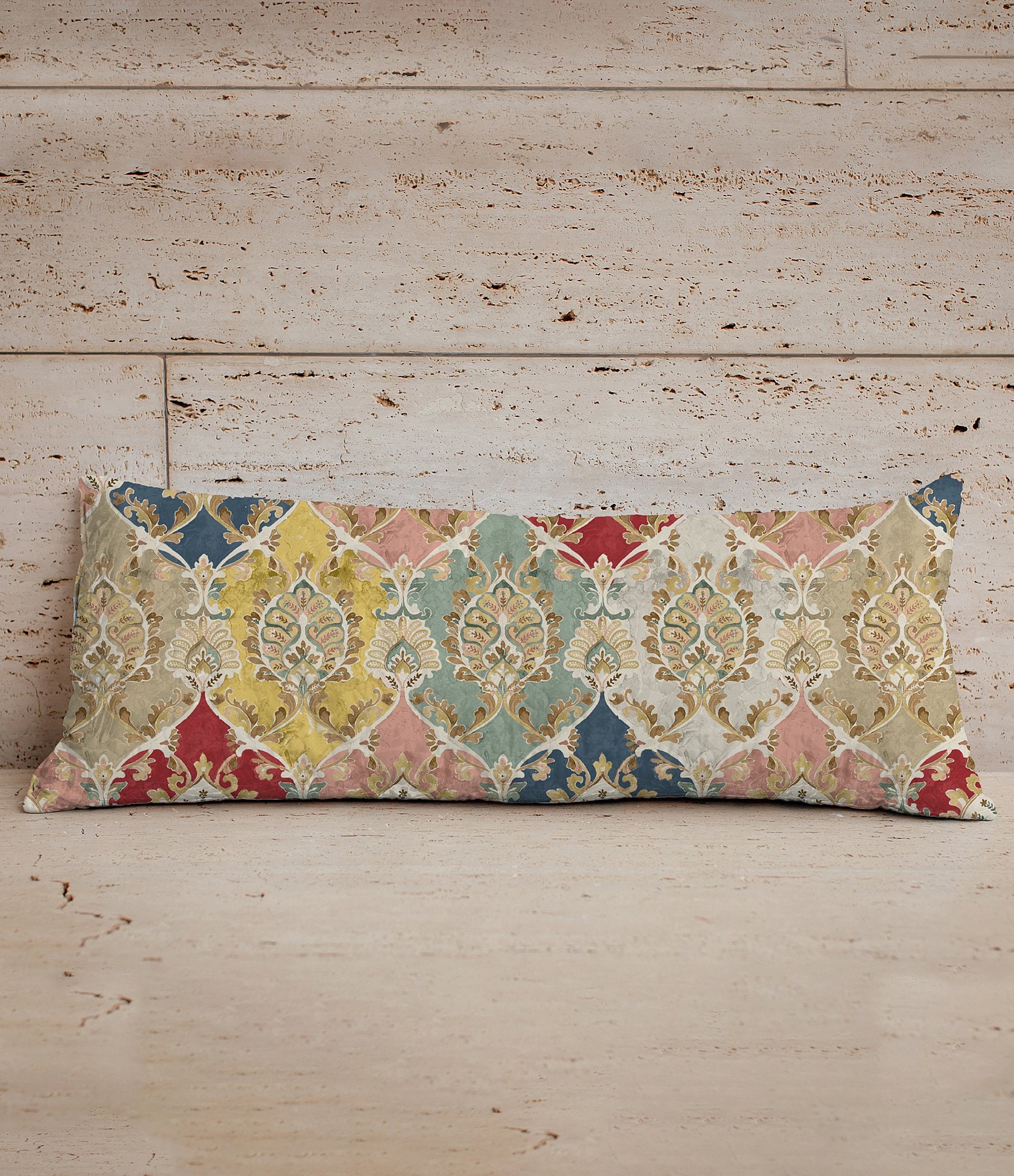 Ida Mae Home x Erin & Ben Co. Athena Quilted Patchwork Damask Reversible Oblong Decorative Pillow