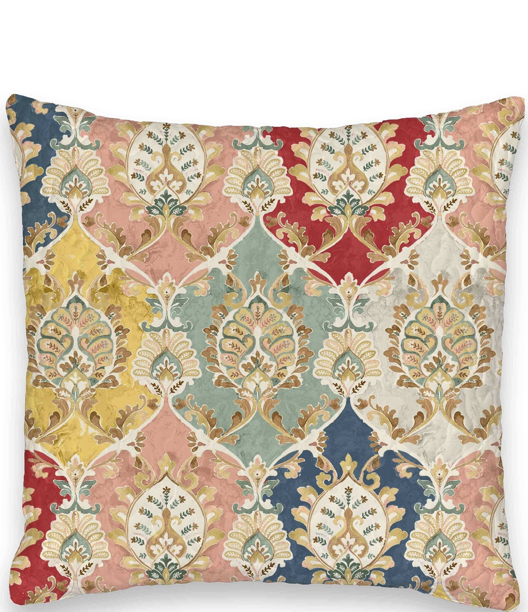 Ida Mae Home x Erin & Ben Co. Athena Quilted Patchwork Damask Reversible Square Decorative Pillow