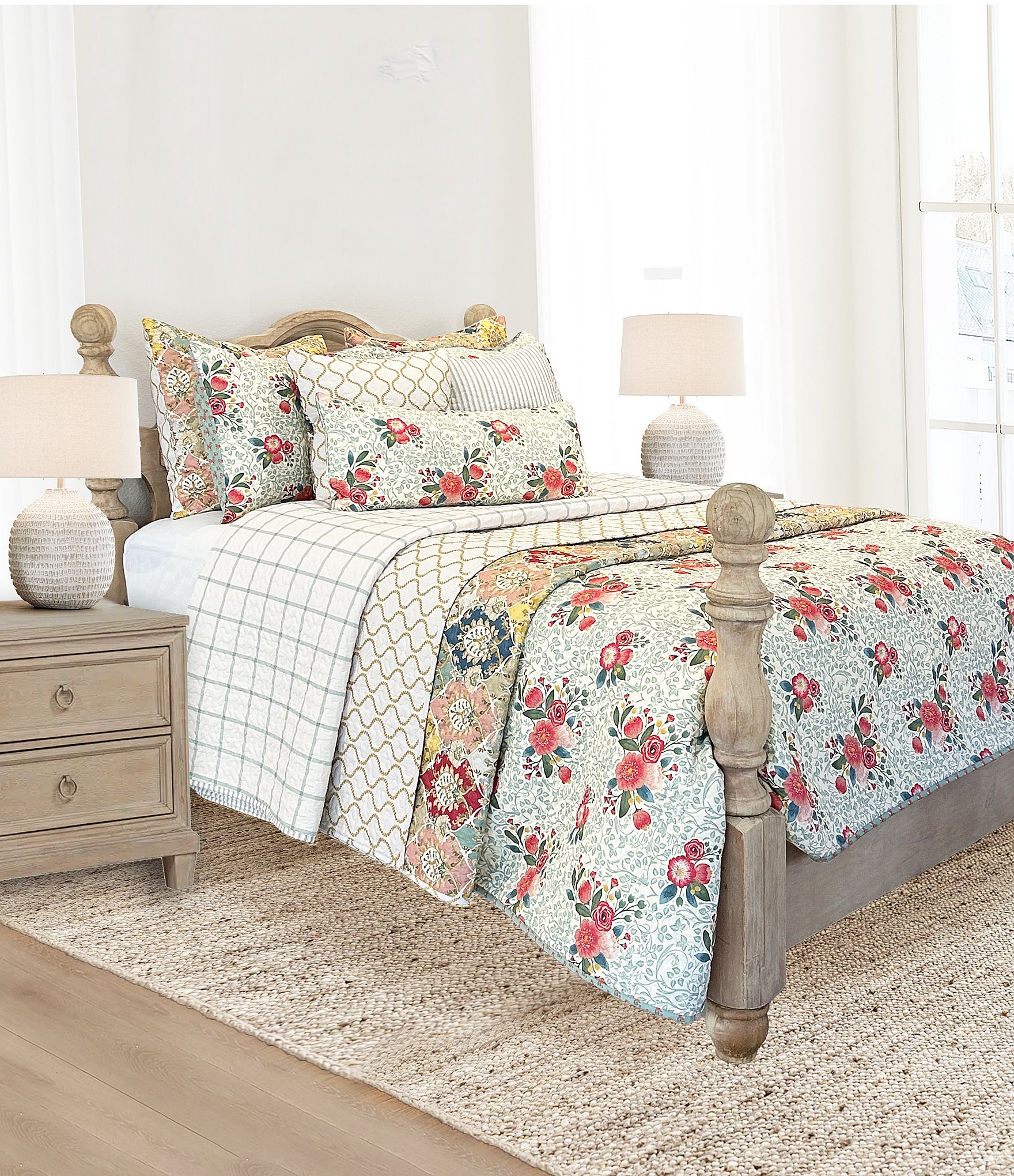 Ida Mae Home x Erin & Ben Co. Farmhouse Check Sage Reversible Quilt