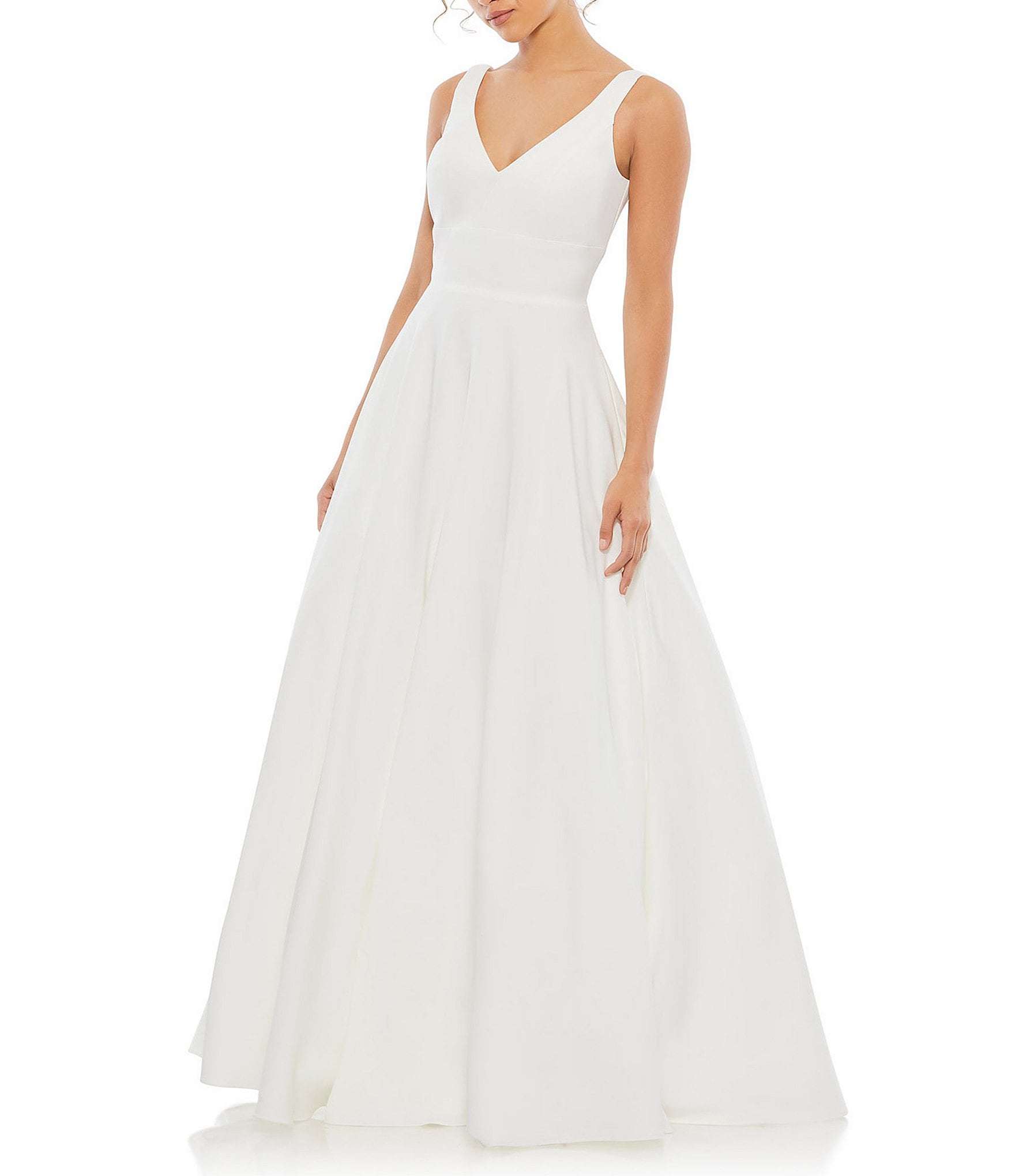 White sleeveless outlet gown