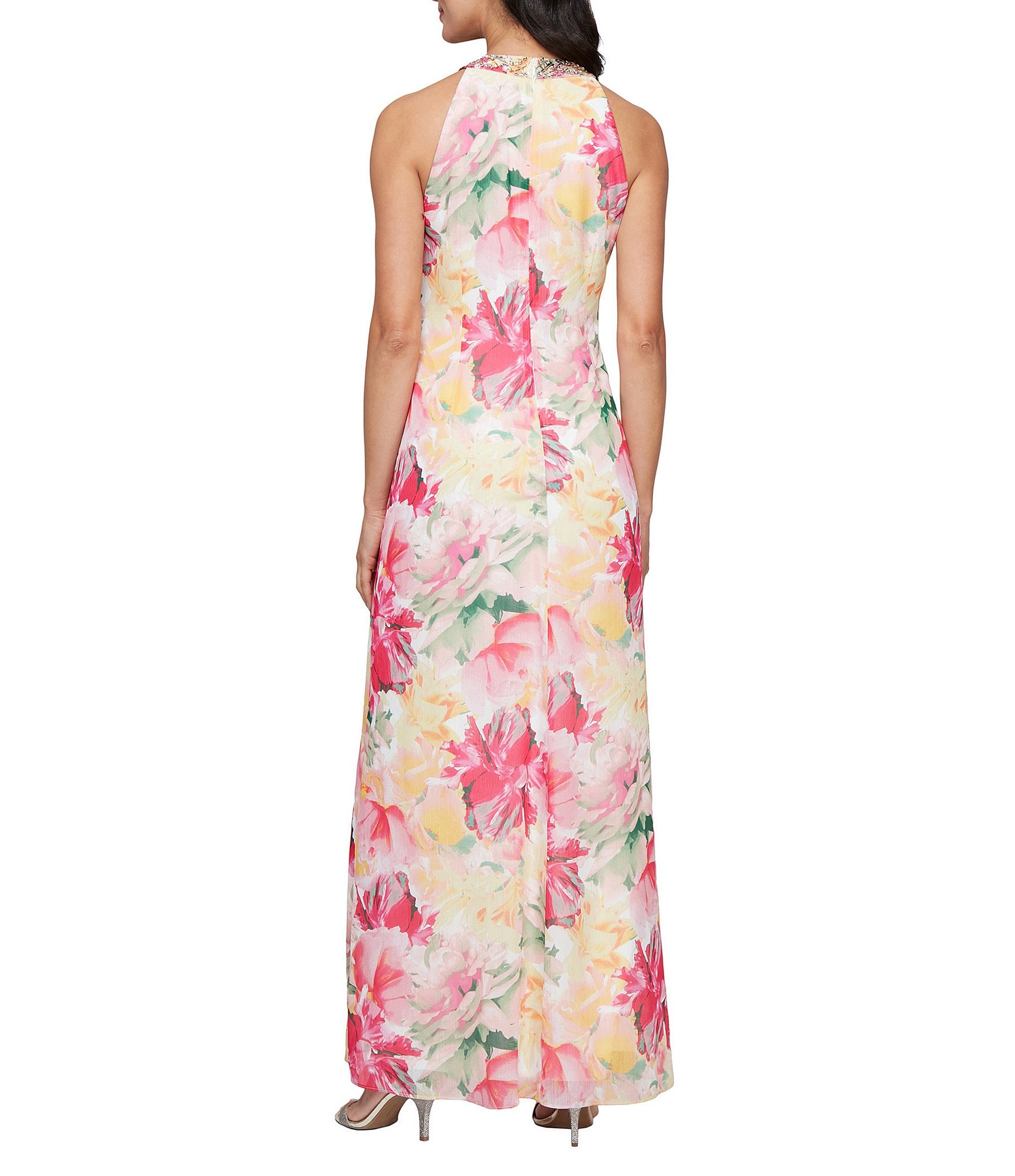 Ignite Evenings Floral Print Halter Maxi Dress