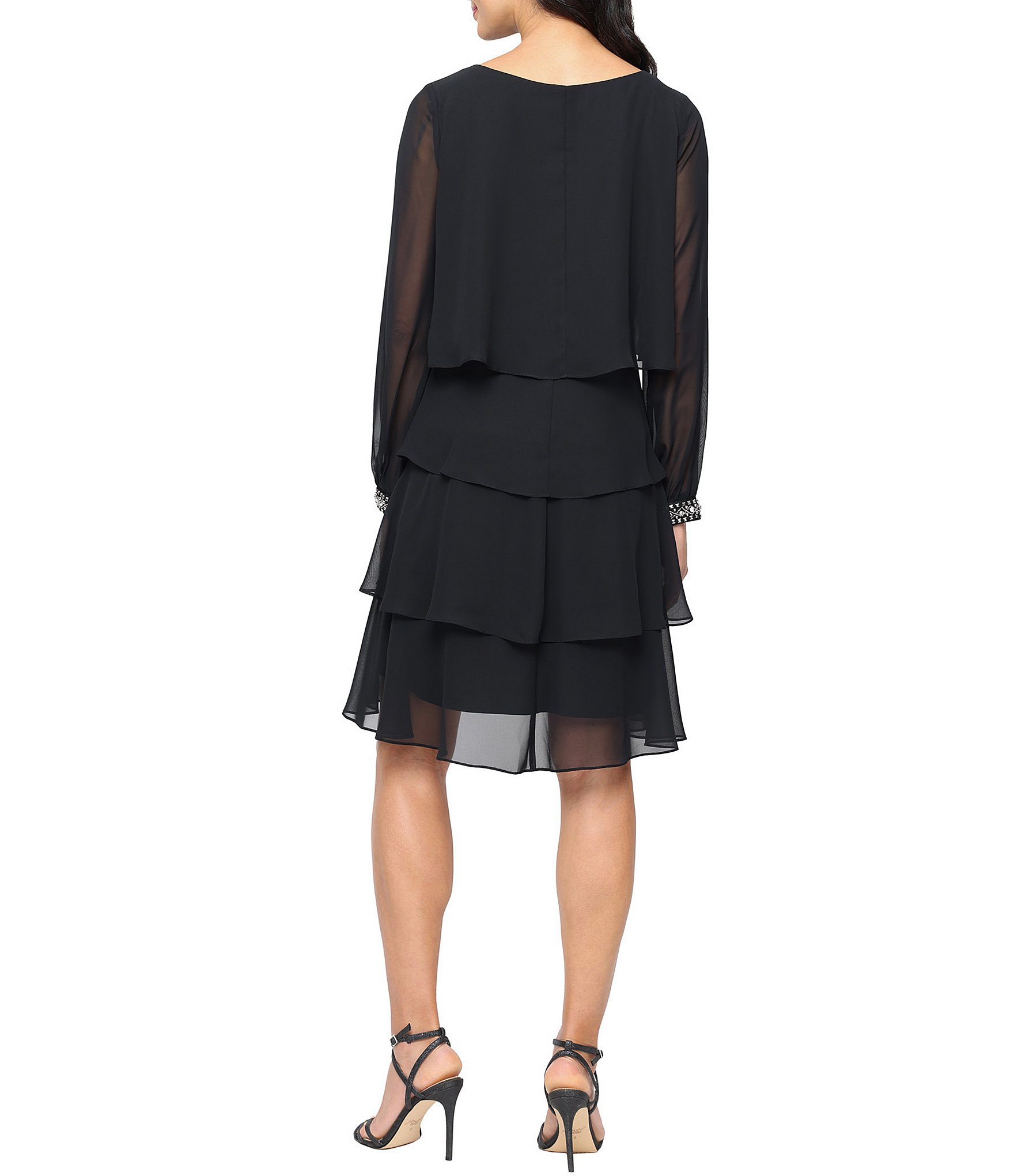 Ignite Evenings Long Sleeve Tiered Dress