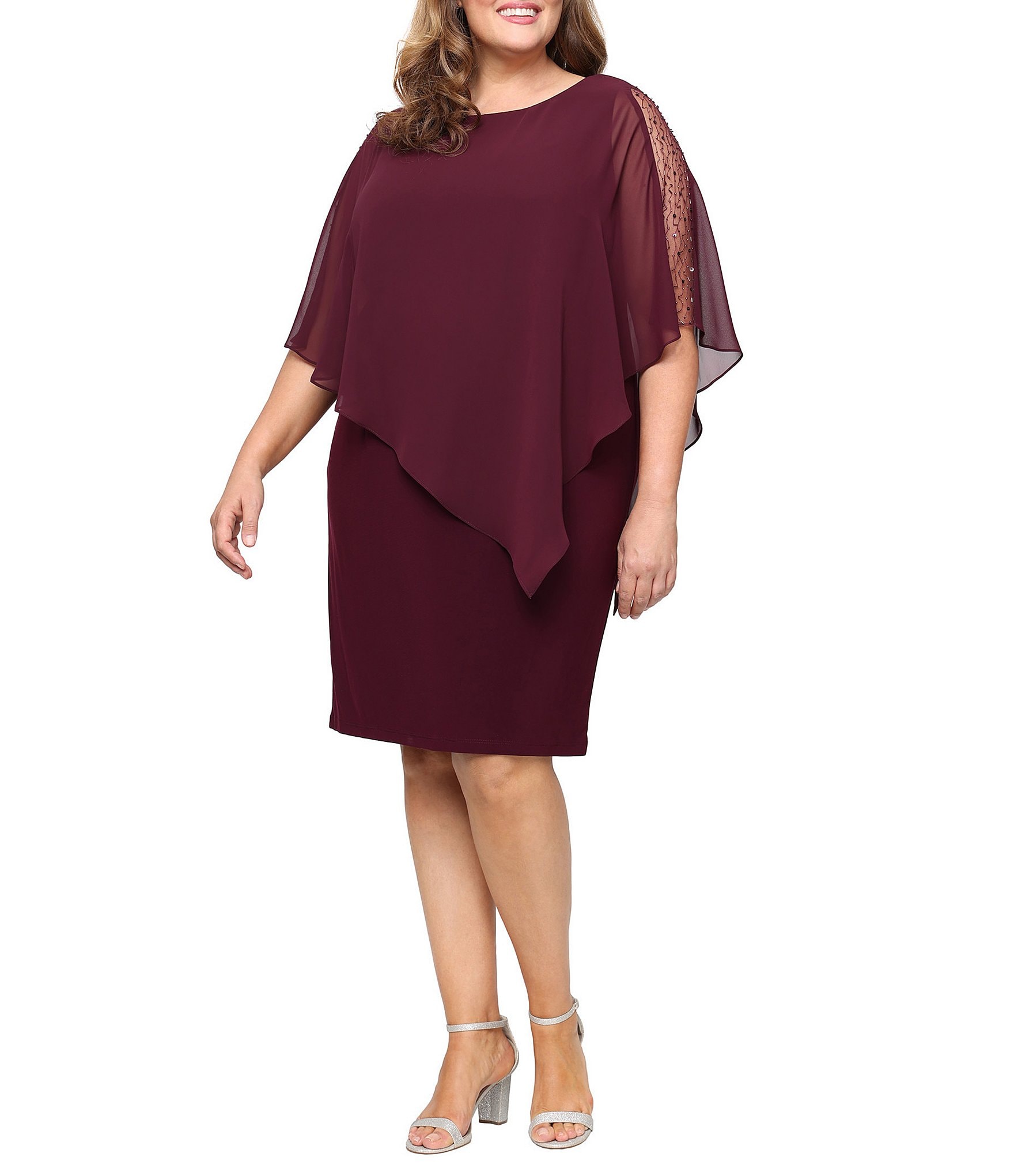 ignite evenings plus size dresses Ignite Evenings Plus Size Floral Print Chiffon V-Neck Short Flutter Sleeve  Tiered Midi Dress