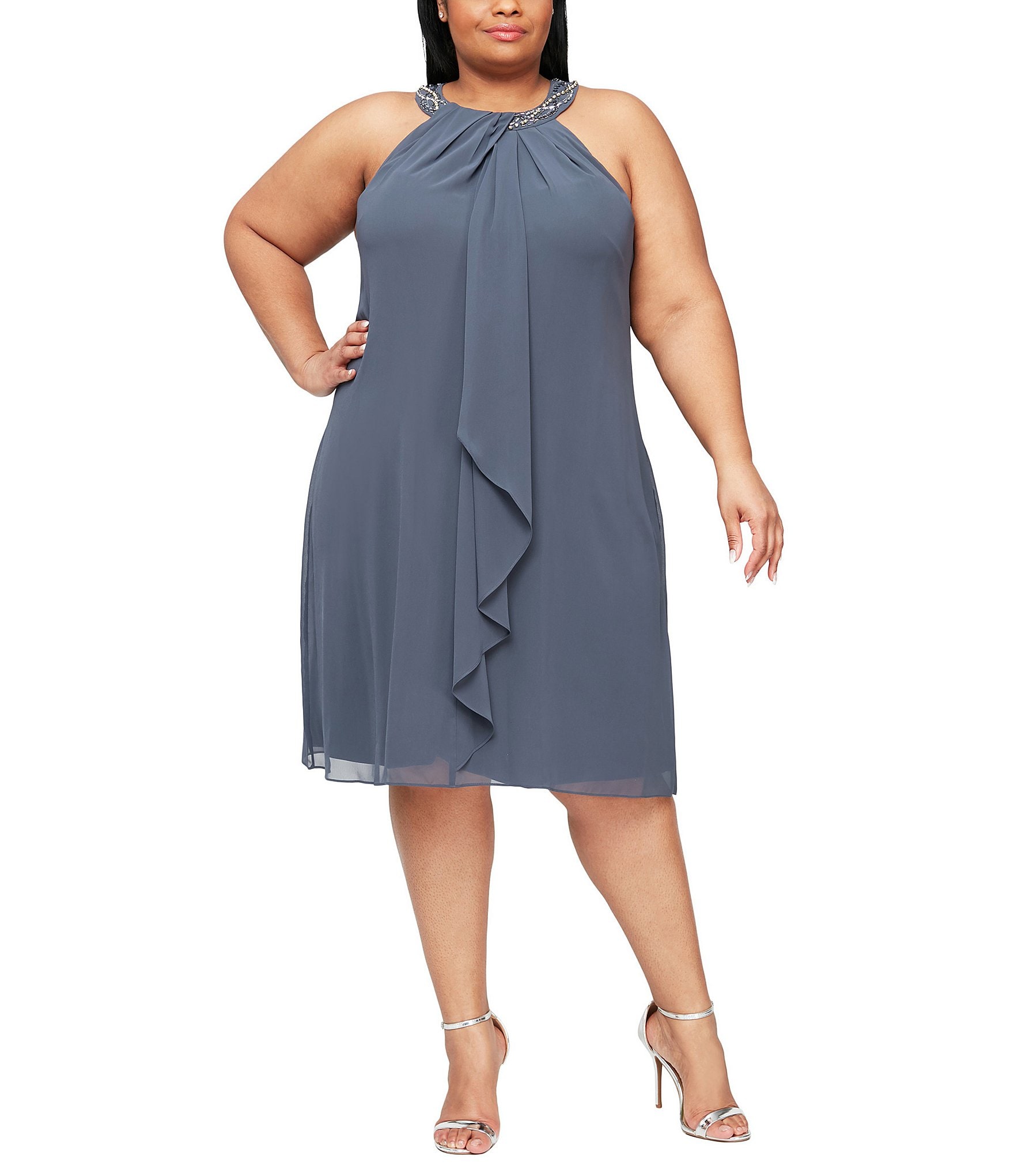 Gray dress plus size best sale