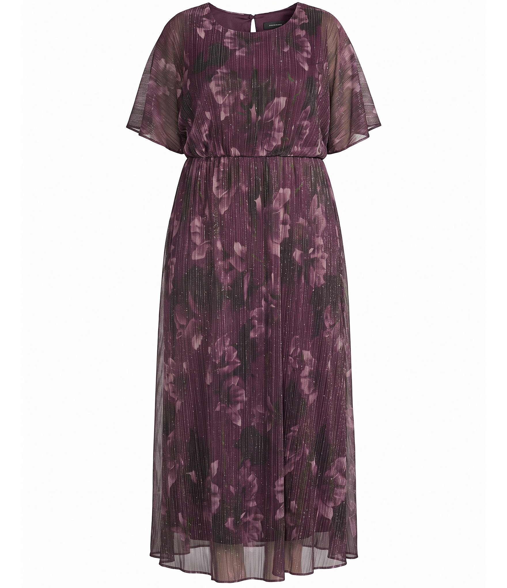 Ignite Evenings Plus Size Printed Bodre Blouson Dress