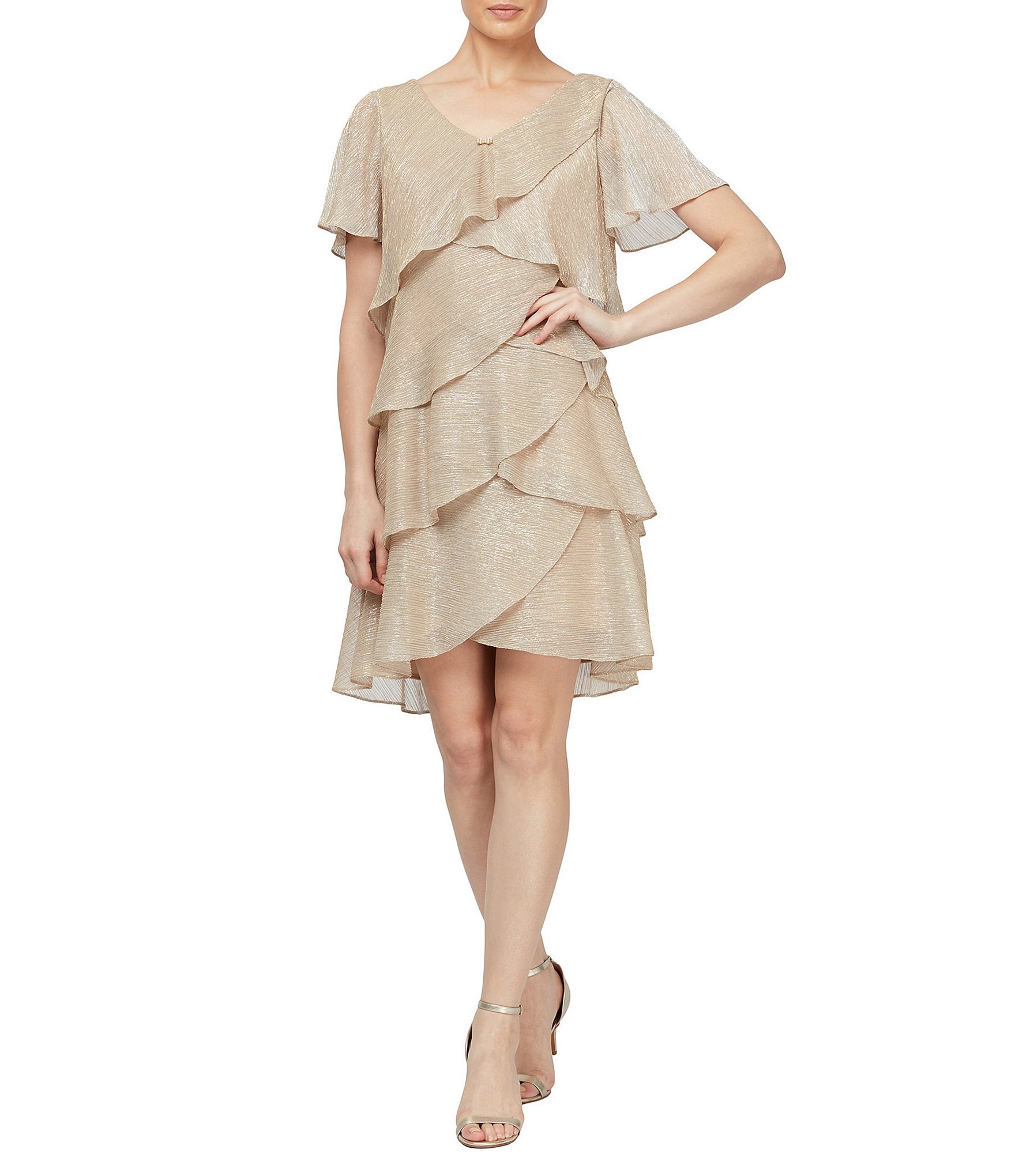 eloquii gold dress Dance Fever Strappy Back Sequin Mini Dress Rose Gold main image 1