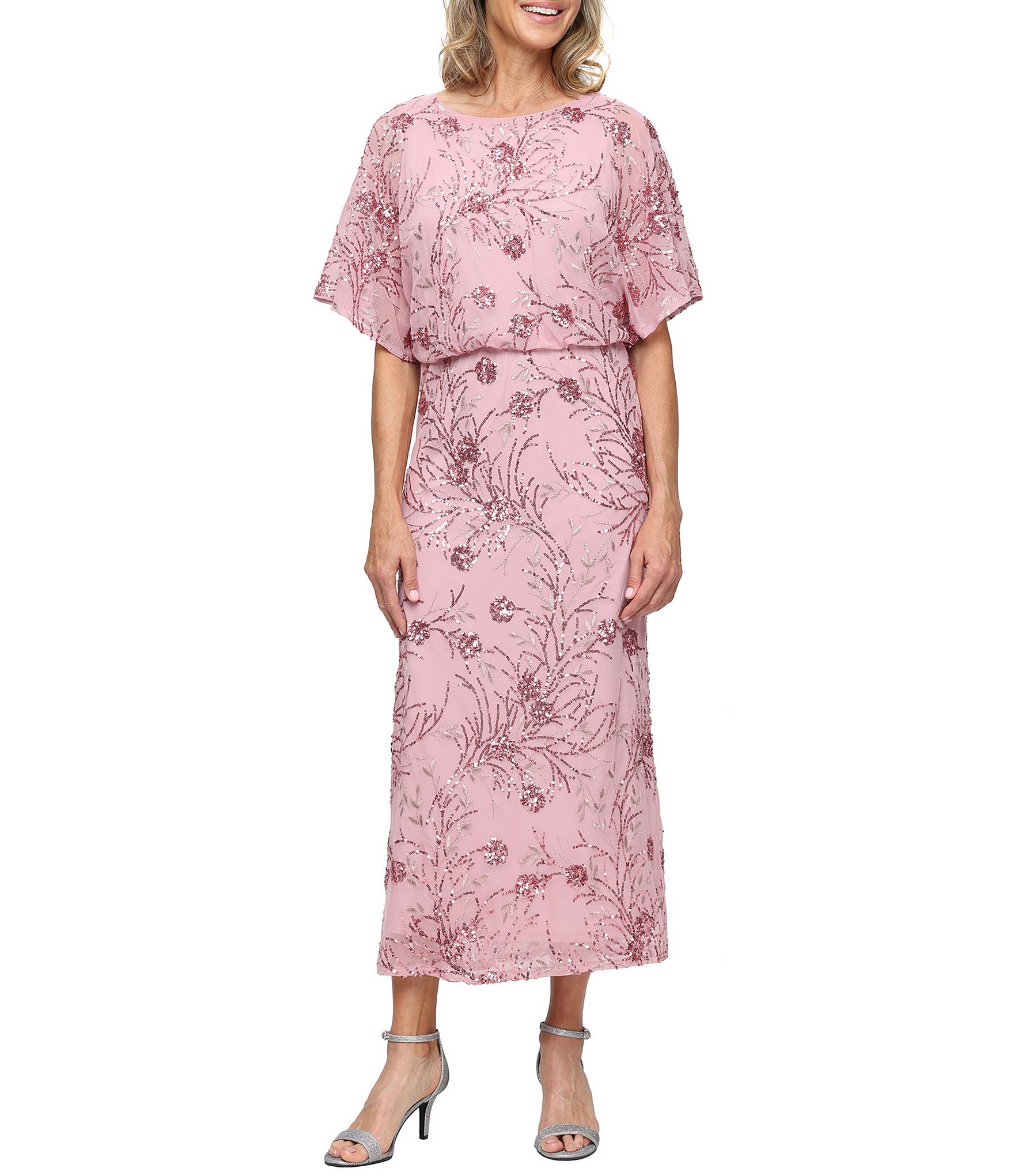 knee length dresses for ladies Elegant Mother of the Bride Dress for Weddings Chiffon A Line Midi Wedding  Guest Women Long Sleeves Tea Length Party main image 0