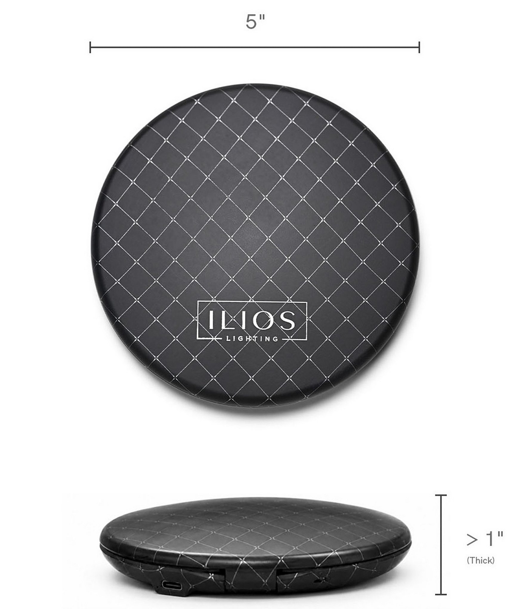 Ilios Lighting Co. Matte Black LED Compact Mirror
