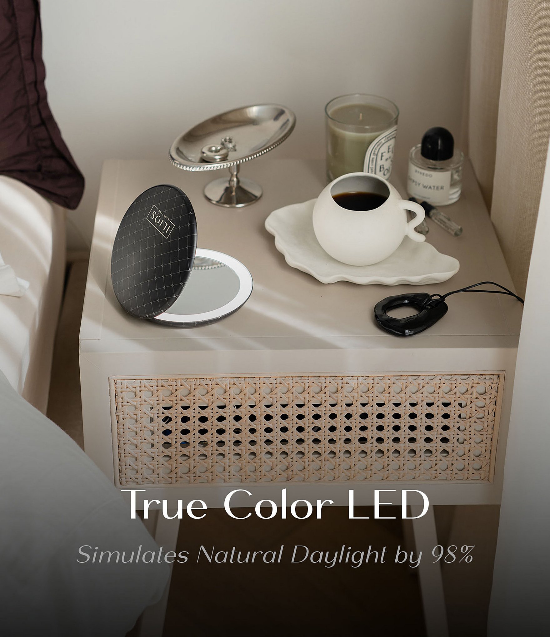 Ilios Lighting Co. Matte Black LED Compact Mirror