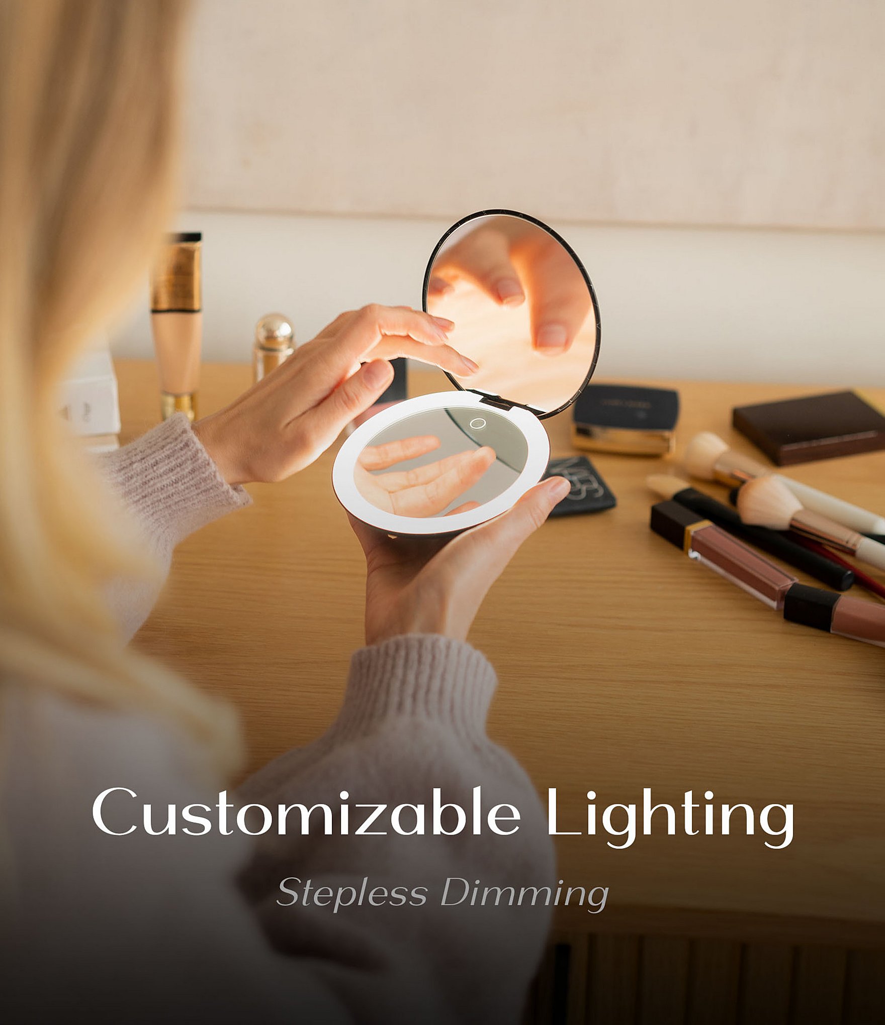 Ilios Lighting Co. Matte Black LED Compact Mirror