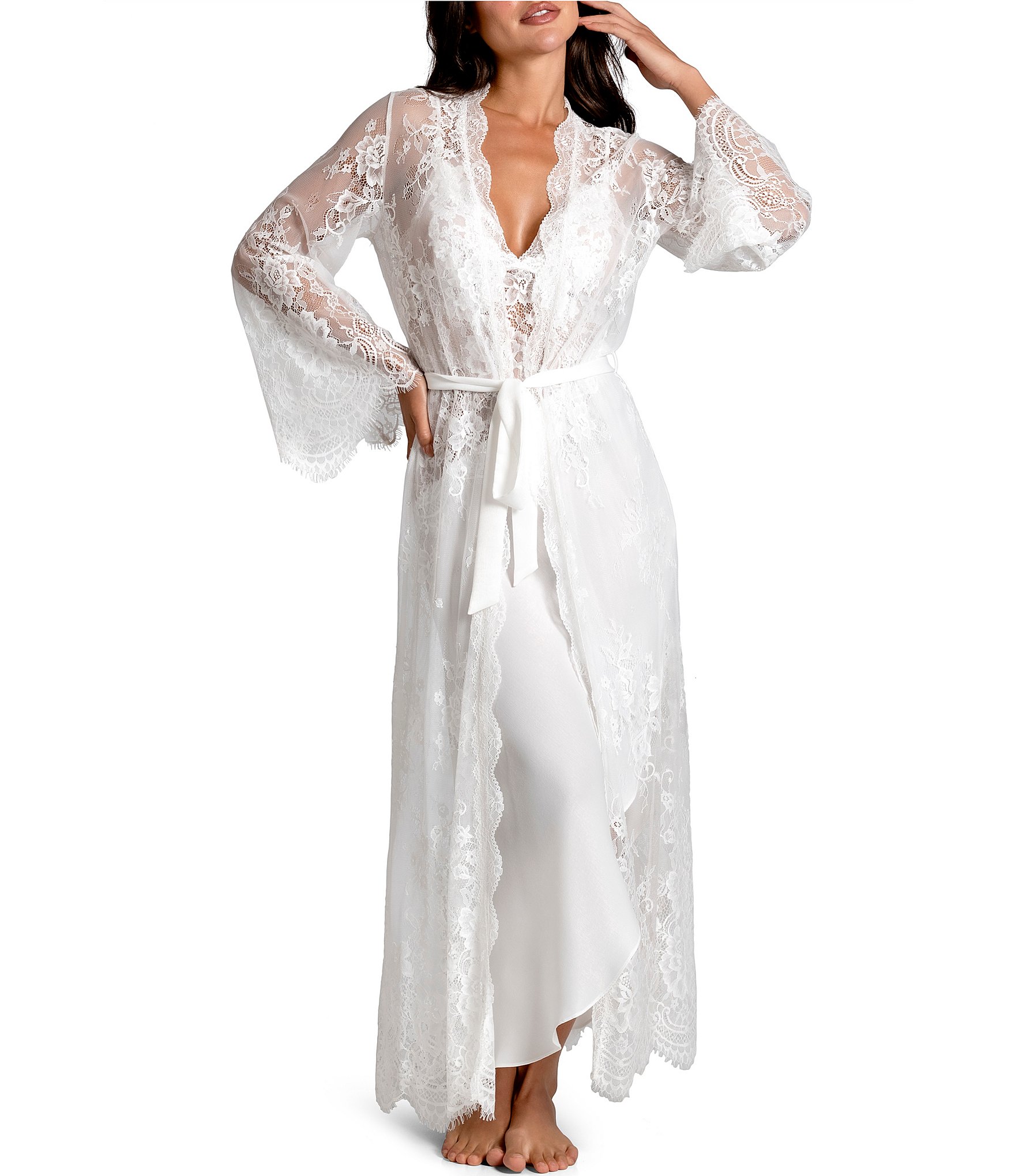 Giselle Leavers Lace Robe coat cover up in ivory –