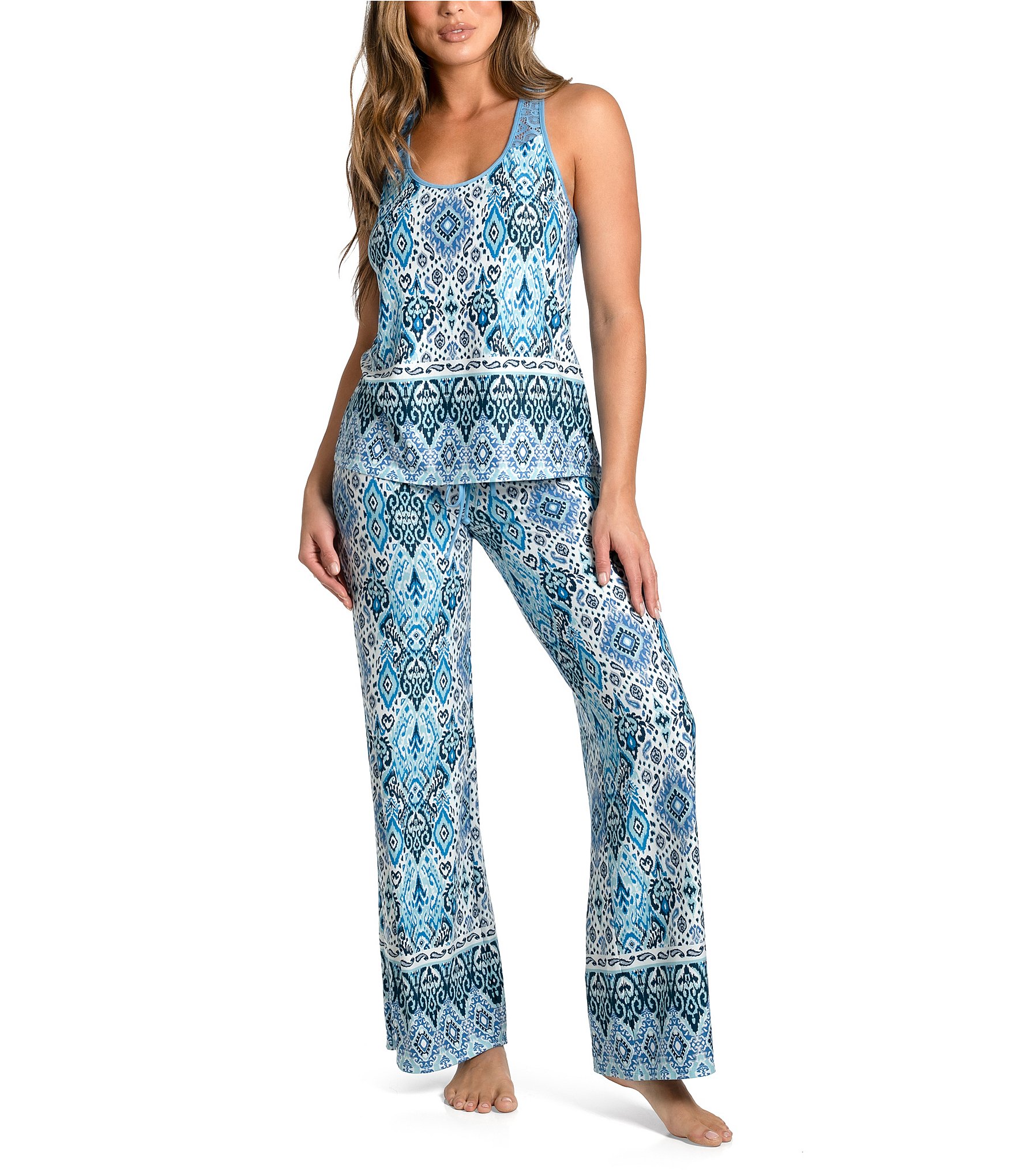 In Bloom by Jonquil Ikat Print Brushed Knit Tank & Pant Pajama Set |  Dillard's