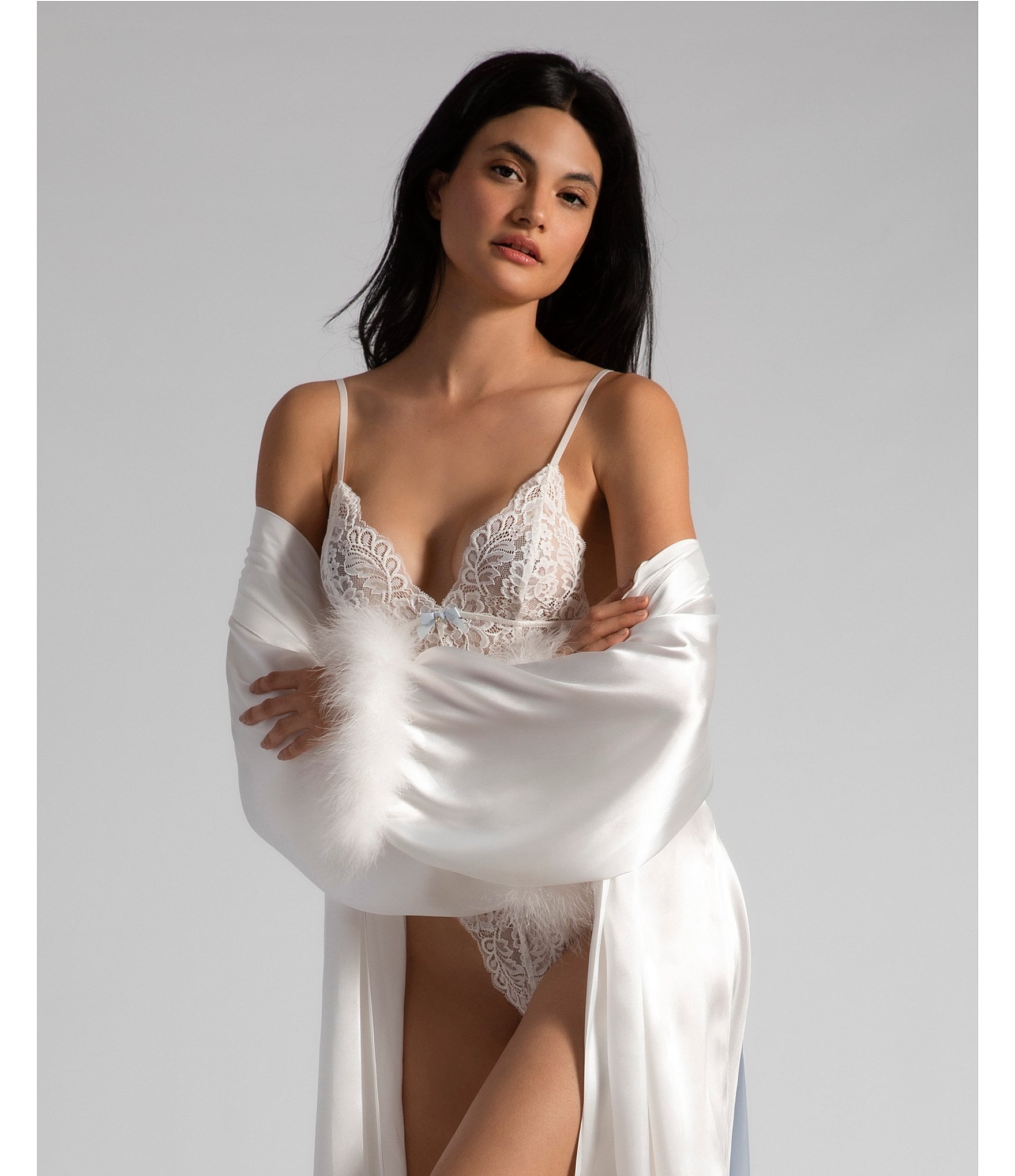 In Bloom by Jonquil Lace Teddy and Satin Wrap Robe Bridal Set