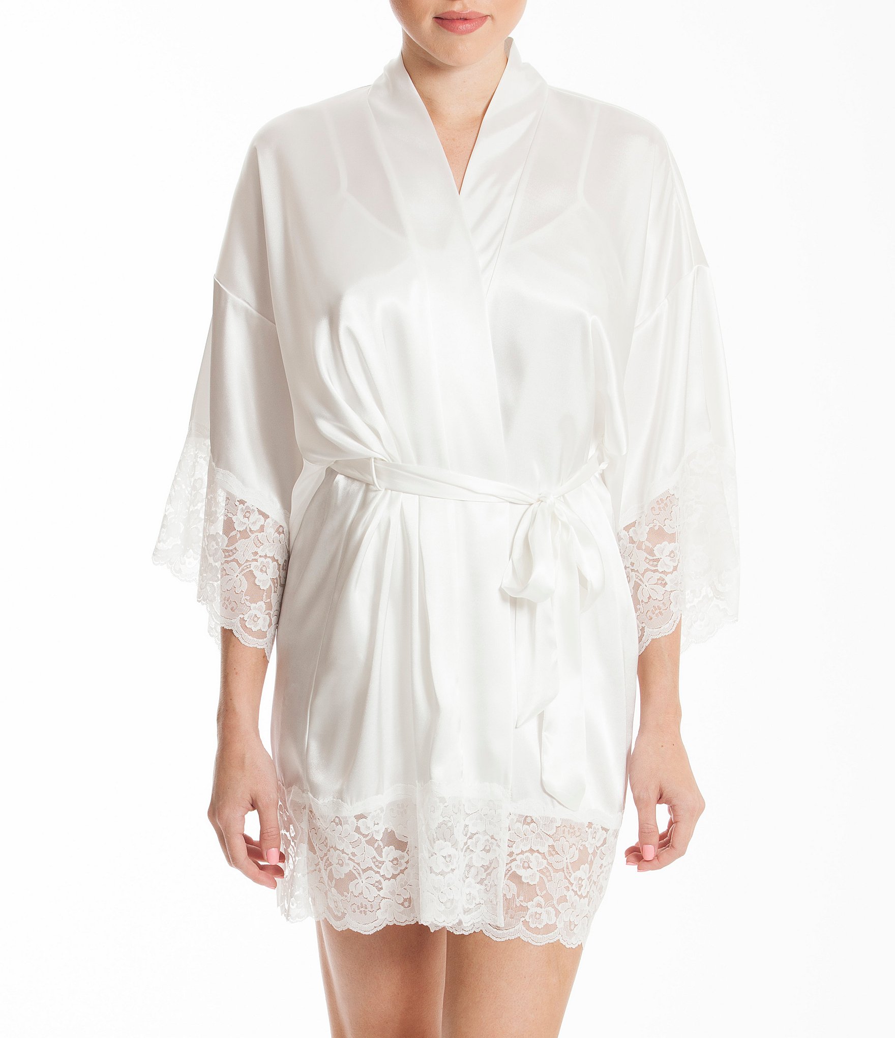 white bridal robe lace