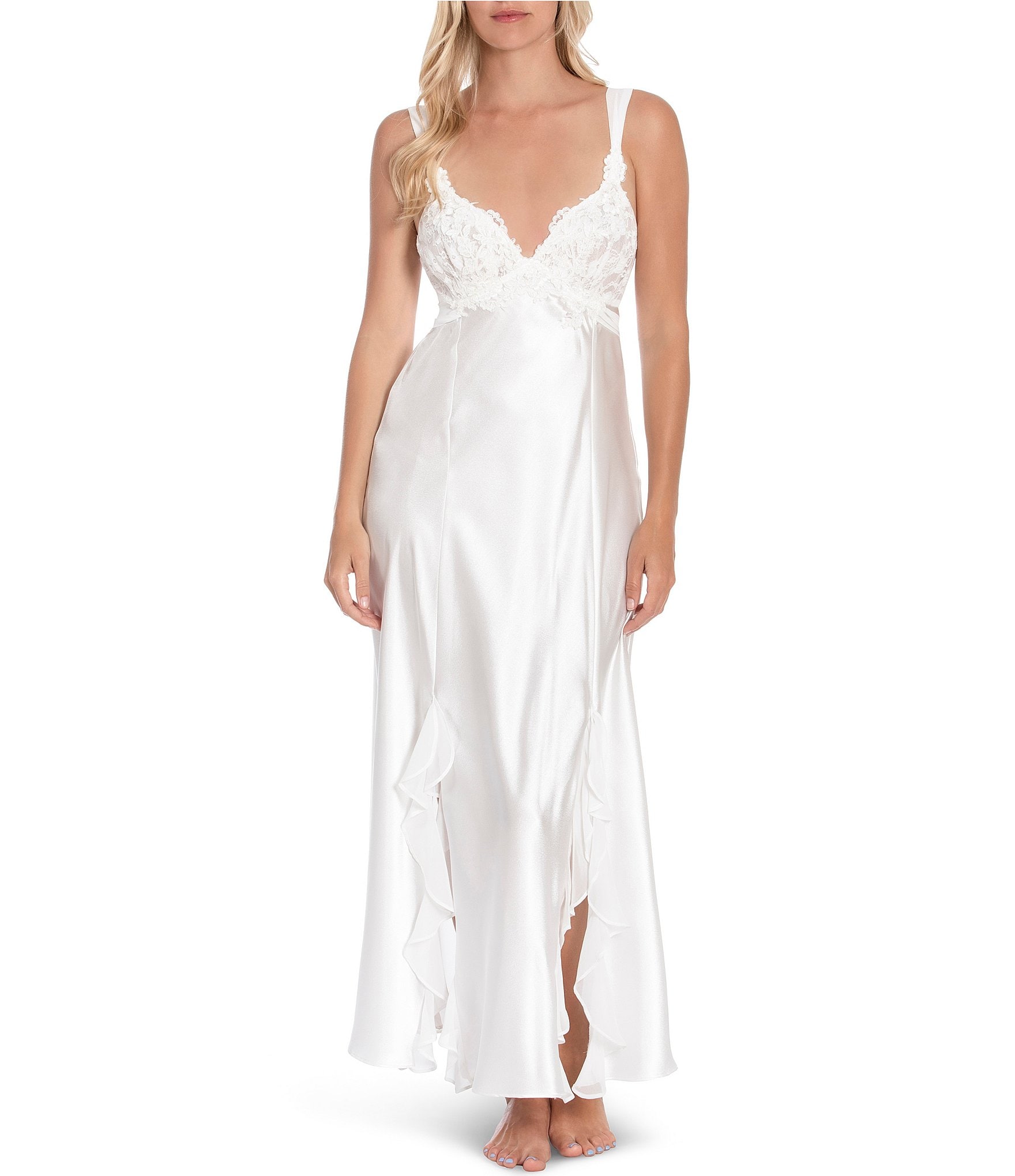 In Bloom by Jonquil Satin & Lace Long Nightgown