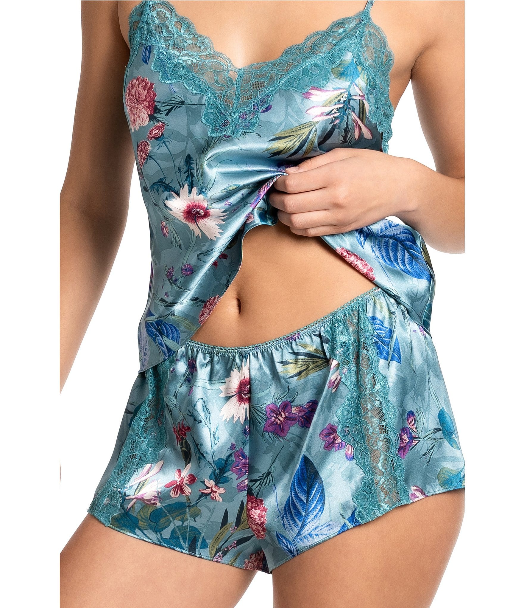 In Bloom by Jonquil Satin Floral Sleeveless V-Neck Coordinating Shorty Pajama Set