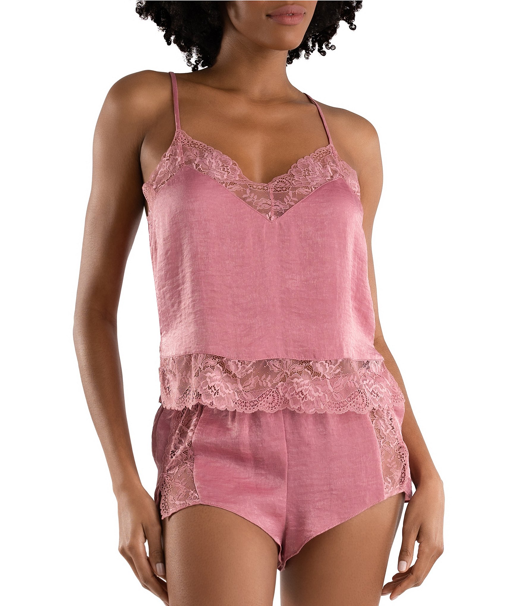 In Bloom by Jonquil Textured Satin Sleeveless Lace V-Neck Cami Pajama Set