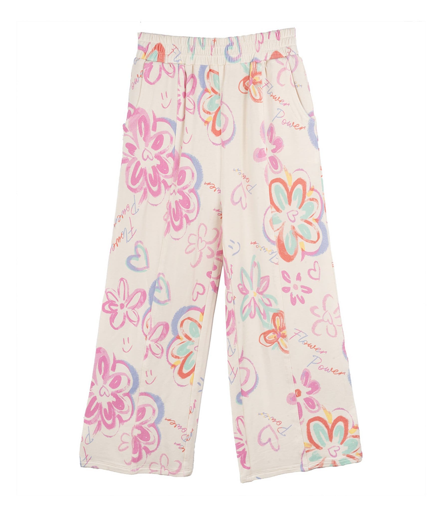 Indie Gold Little Girls Graffiti Printed French Terry Pants