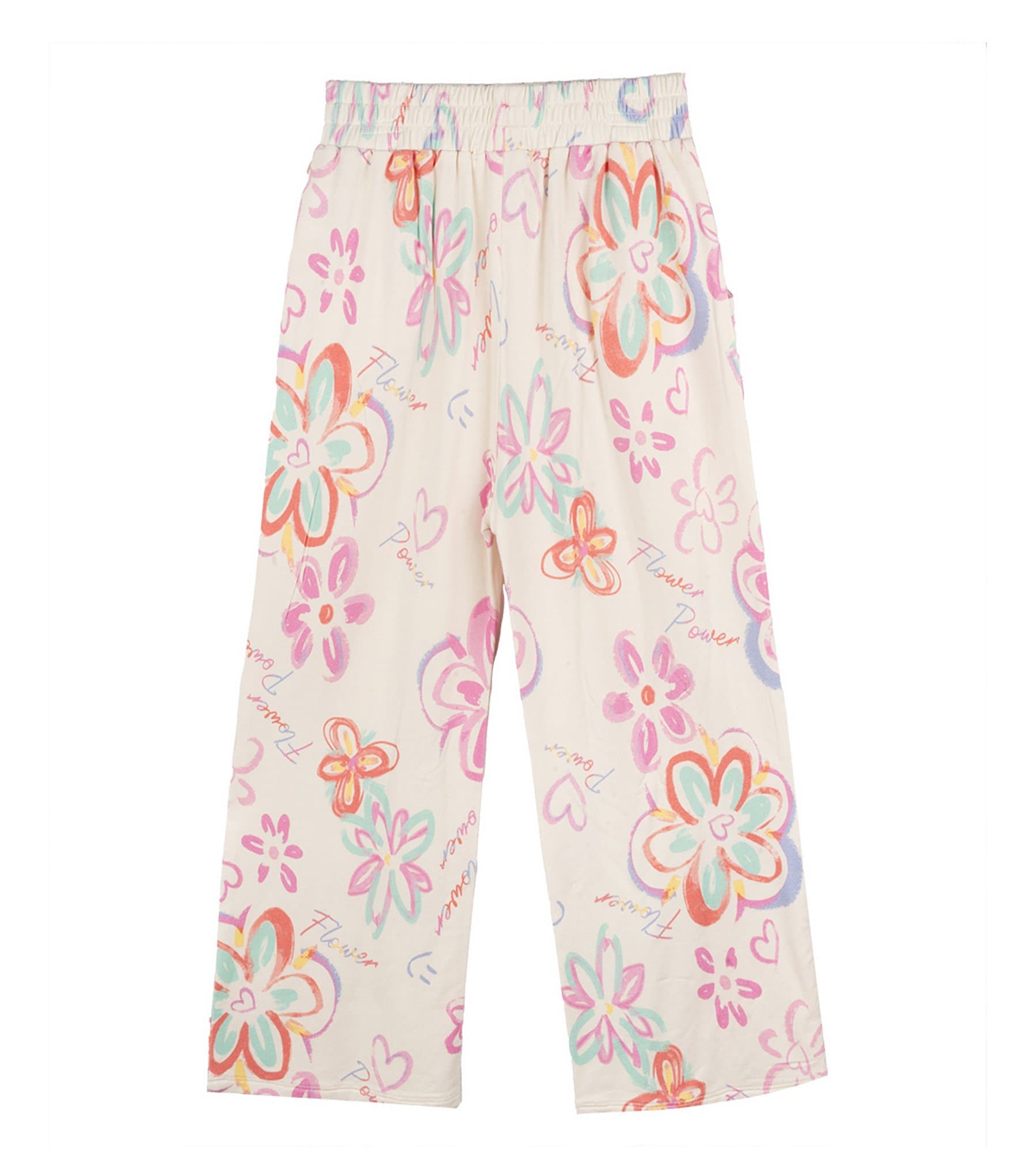 Indie Gold Little Girls Graffiti Printed French Terry Pants