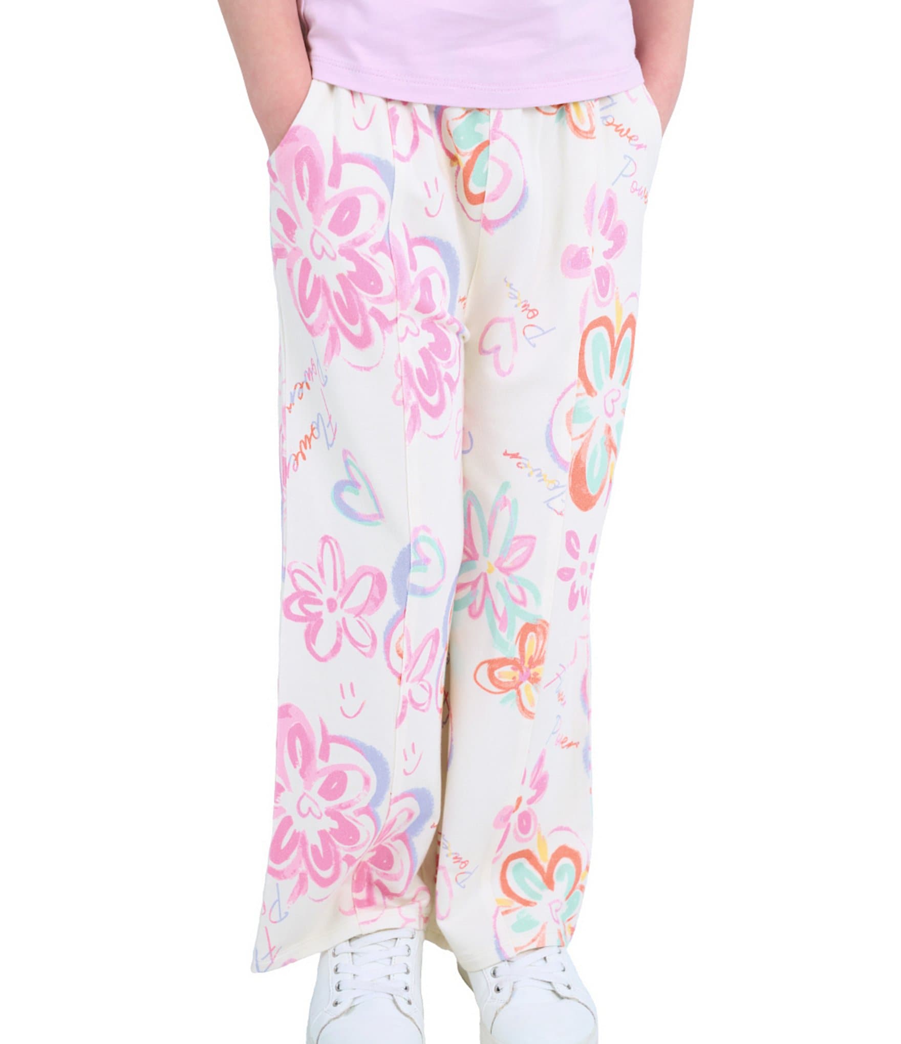 Indie Gold Little Girls Graffiti Printed French Terry Pants