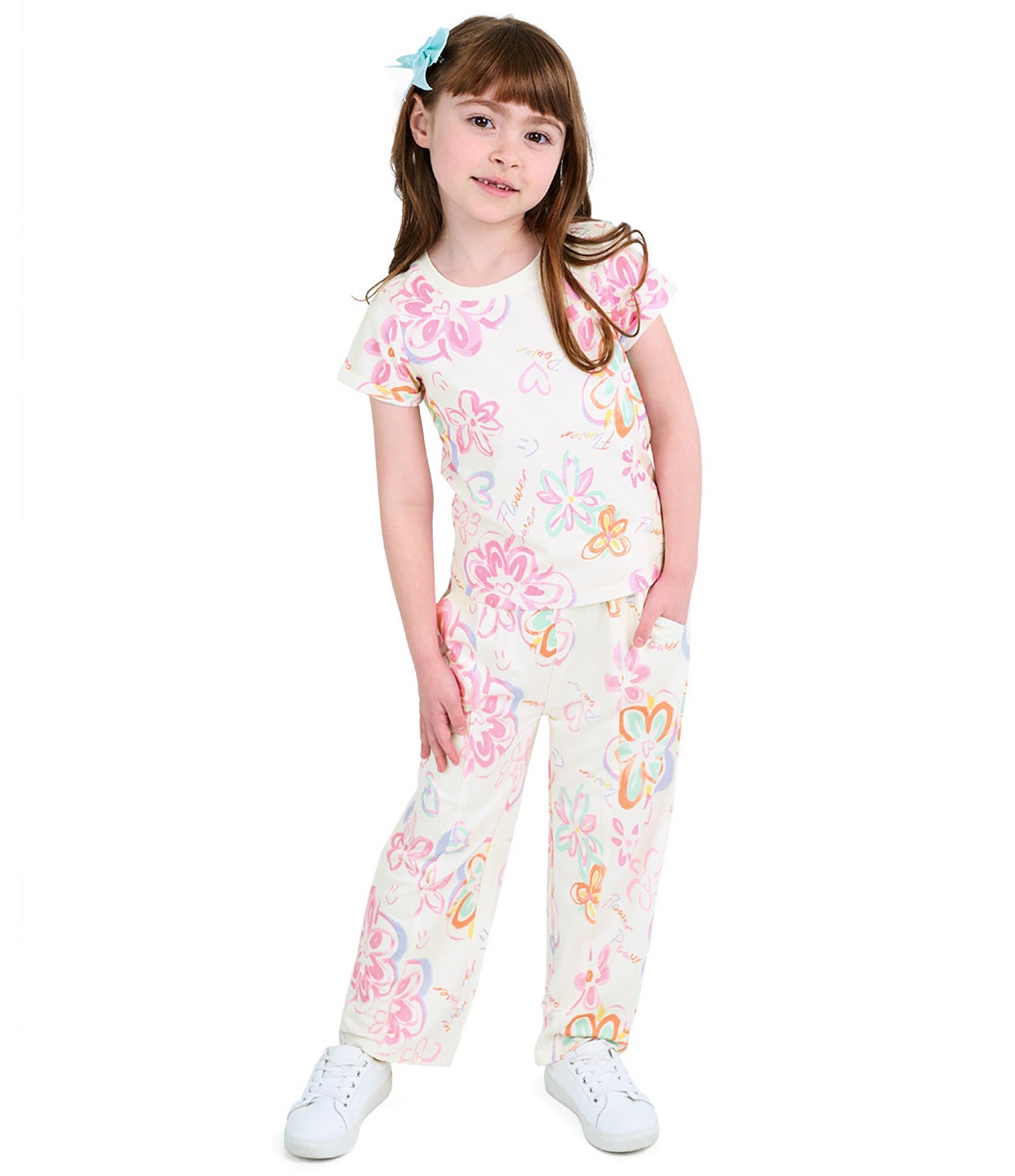 Indie Gold Little Girls Graffiti Printed French Terry Pants
