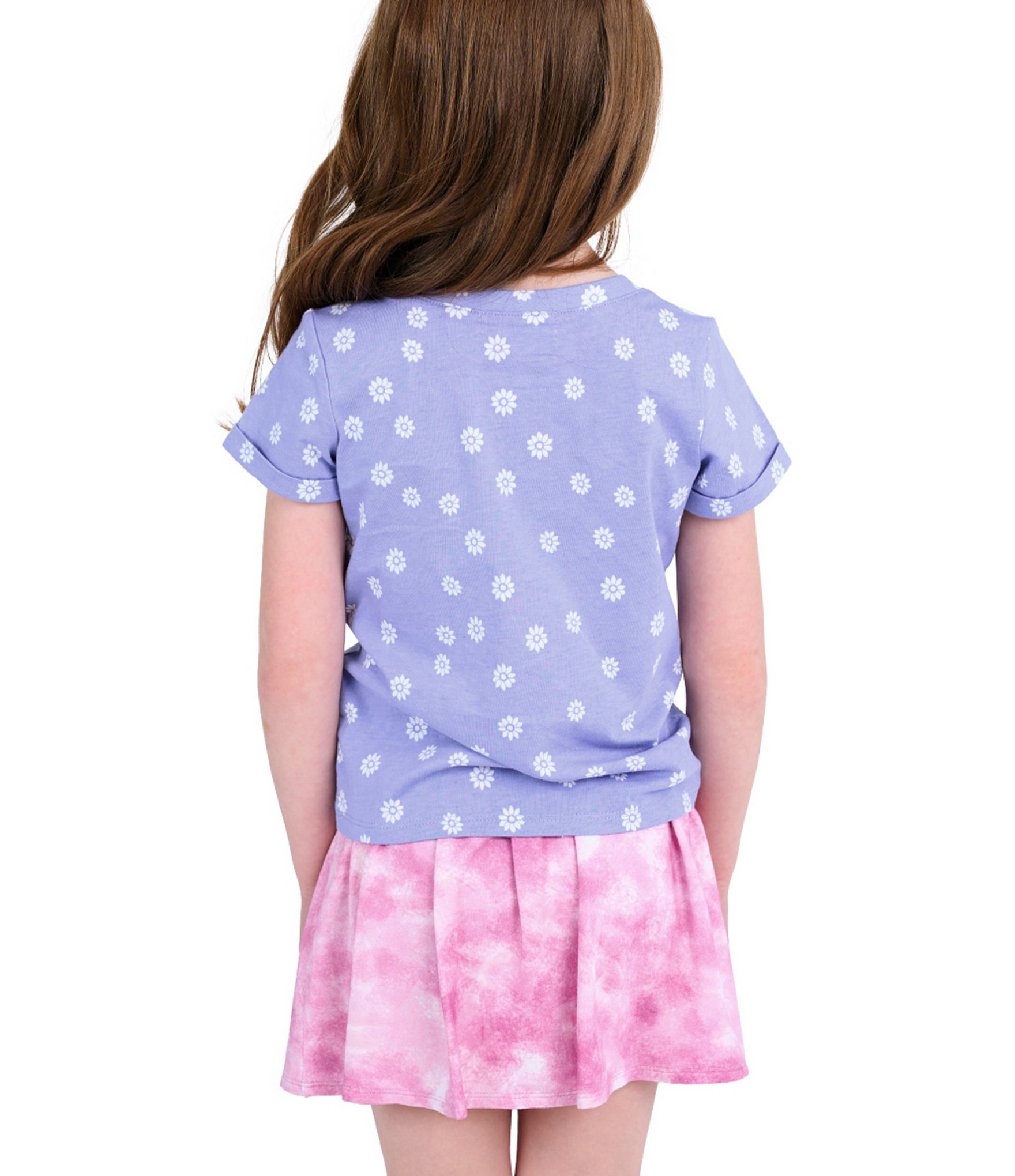 Indie Gold Little Girls Roll-Sleeve Dotted Sunny Days Always T-Shirt