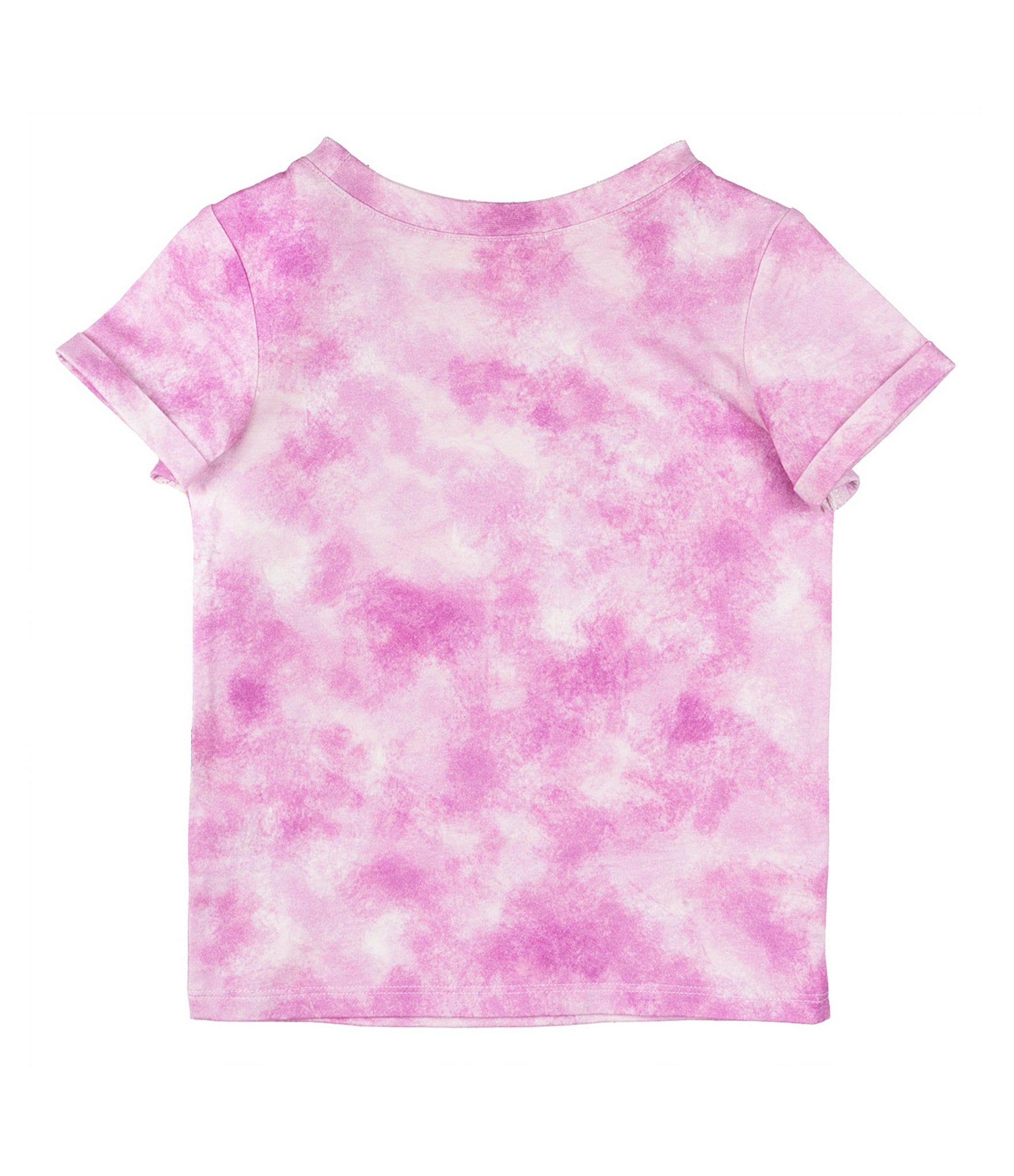 Indie Gold Little Girls Roll-Sleeve Smiley Face Graphic Tie-Dye T-Shirt
