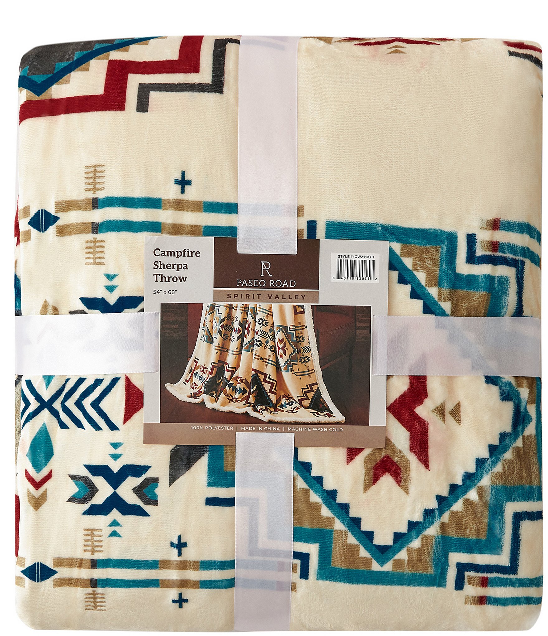 Indigo Hill by HiEnd Accents Spirit Valley Southwestern-Inspired Patterns Campfire Sherpa Throw