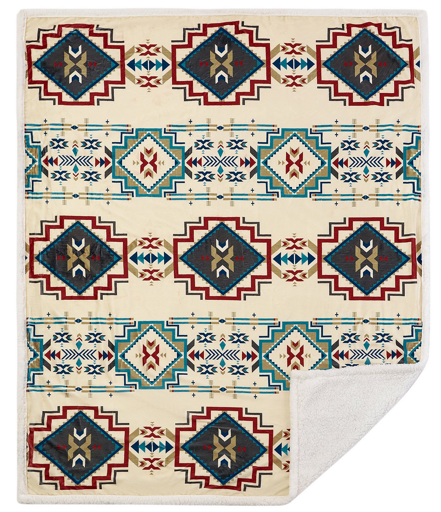 HiEnd Accents x Indigo Hill Spirit Valley Southwestern-Inspired Campfire Sherpa Throw Blanket