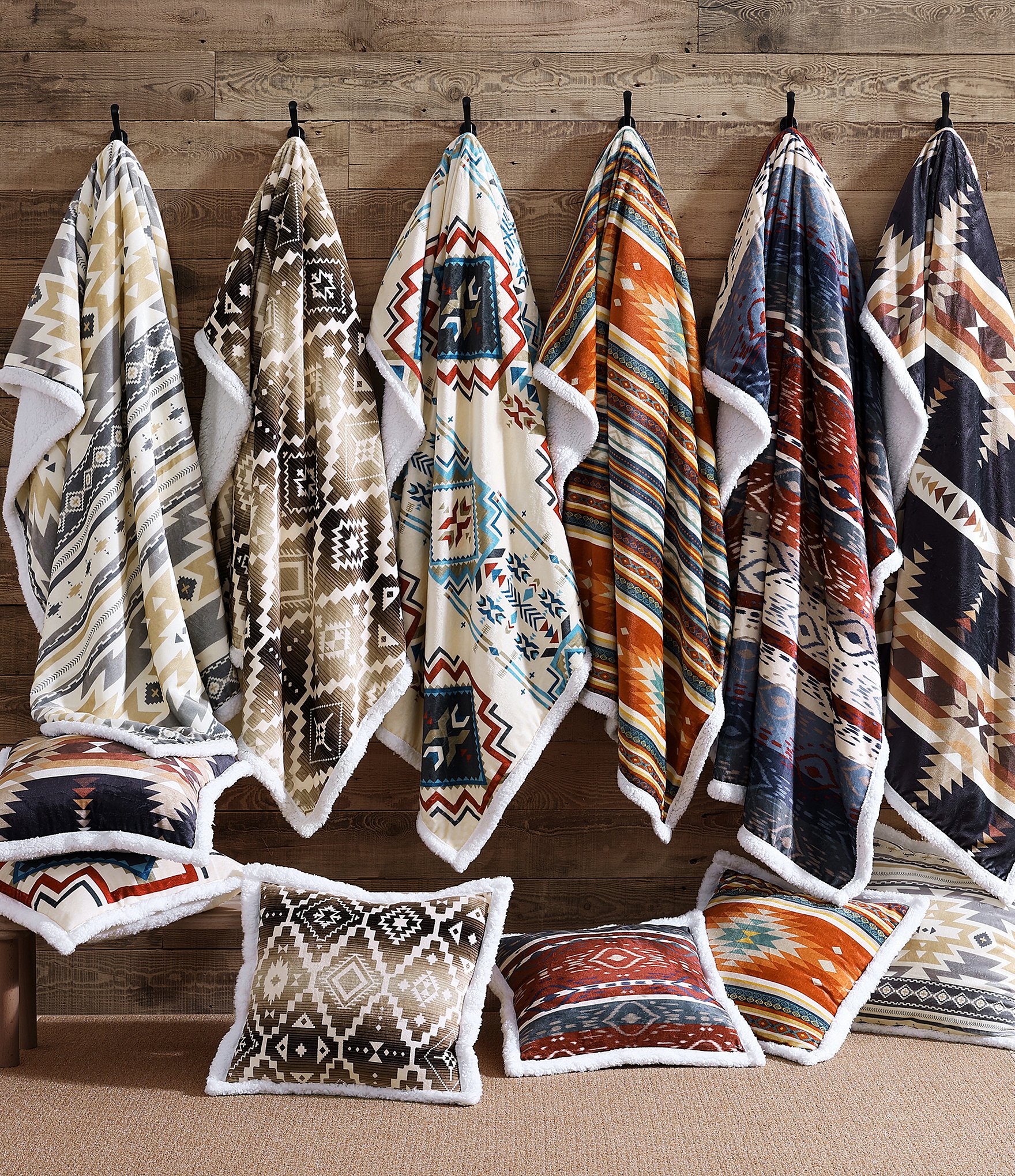 HiEnd Accents x Indigo Hill Spirit Valley Southwestern-Inspired Campfire Sherpa Throw Blanket
