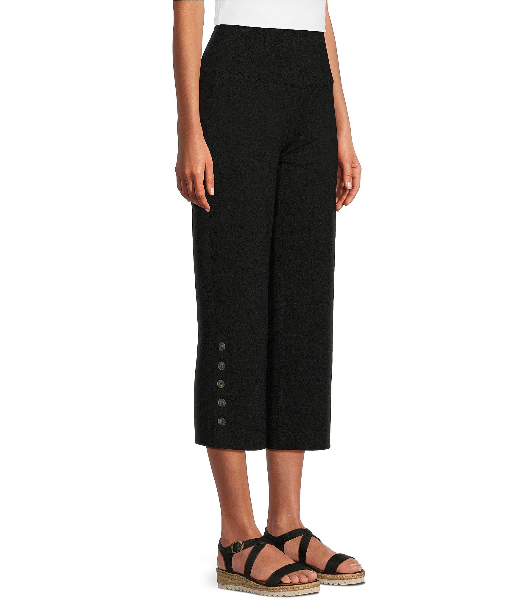 Intro Aimee Side Button Trim Tummy Control Pull-On Capri Pants