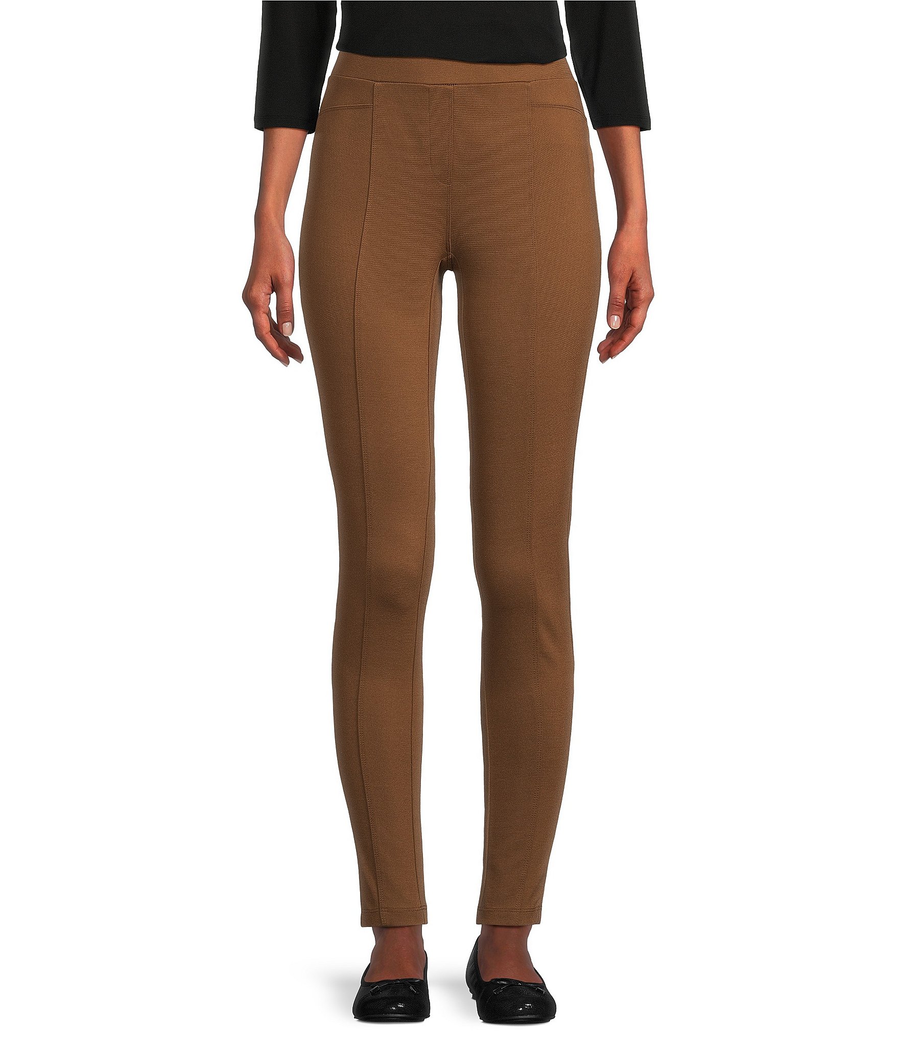 Enamor Women's Tailored Leggings (A602_Dark Chocolate Solo Stripe :  : Fashion