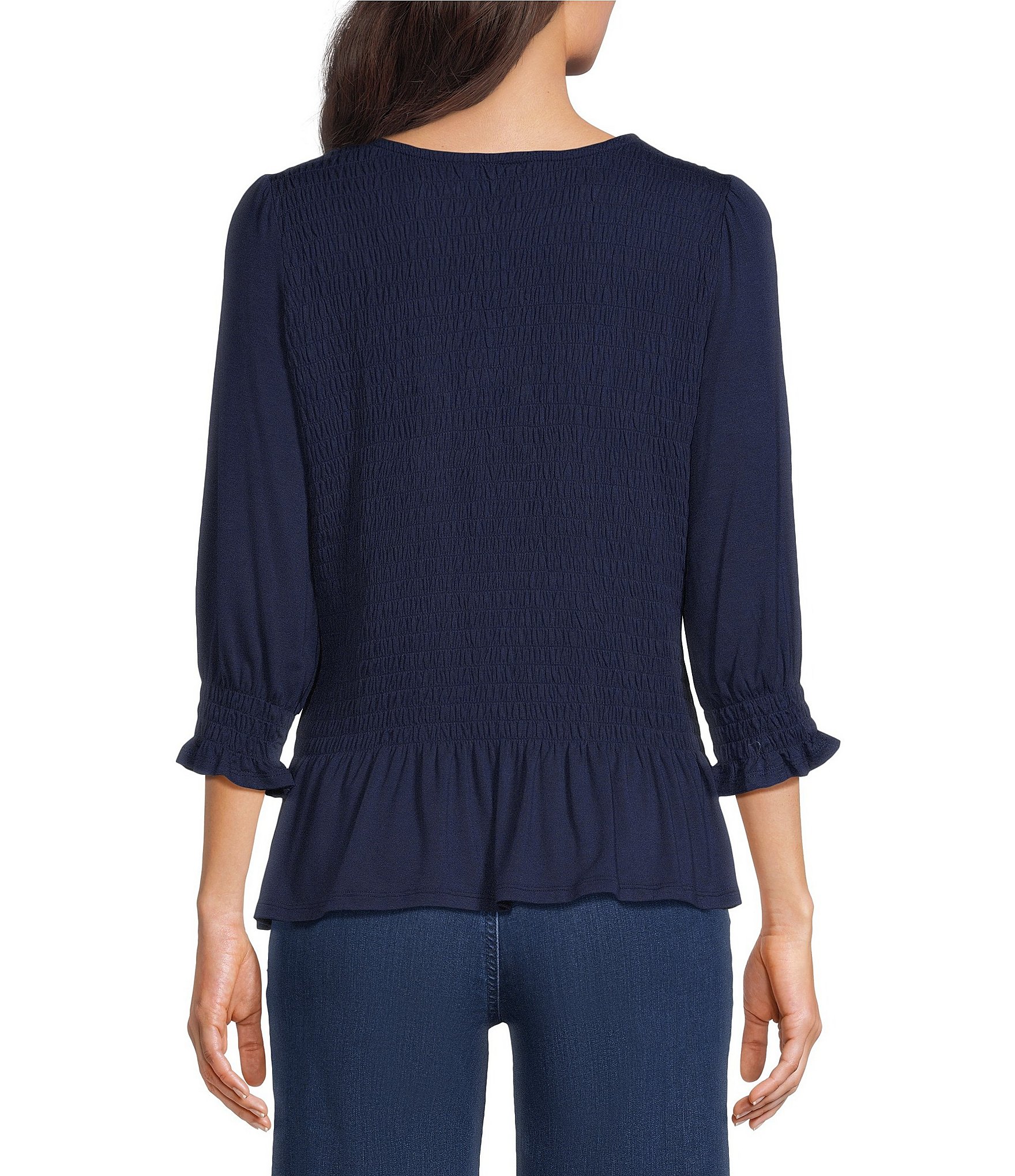 Intro Crew Neck 3/4 Sleeve Peplum Top