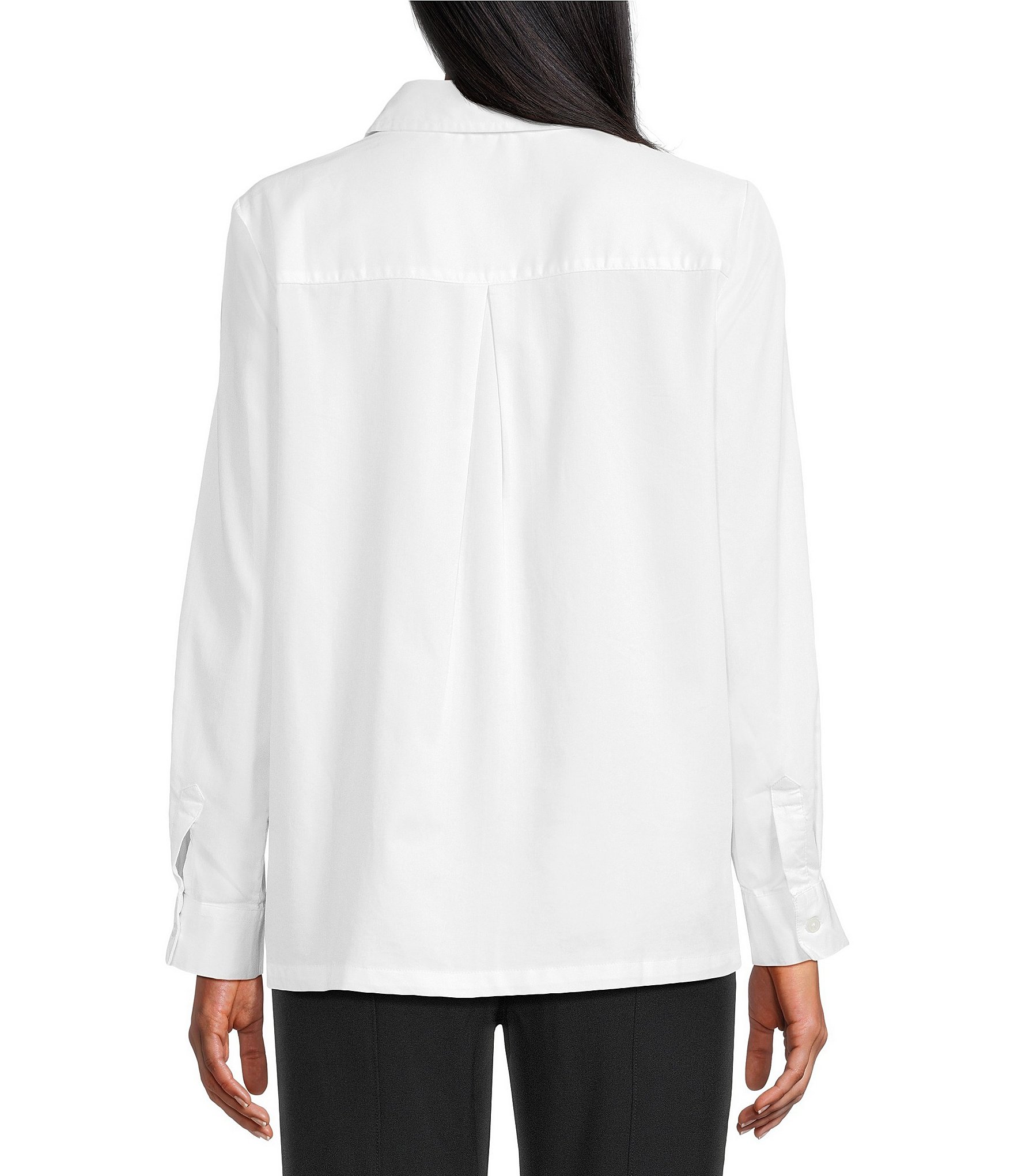 Intro Crystal Embellished Front Long Roll-Tab Sleeve Button-Front Shirt