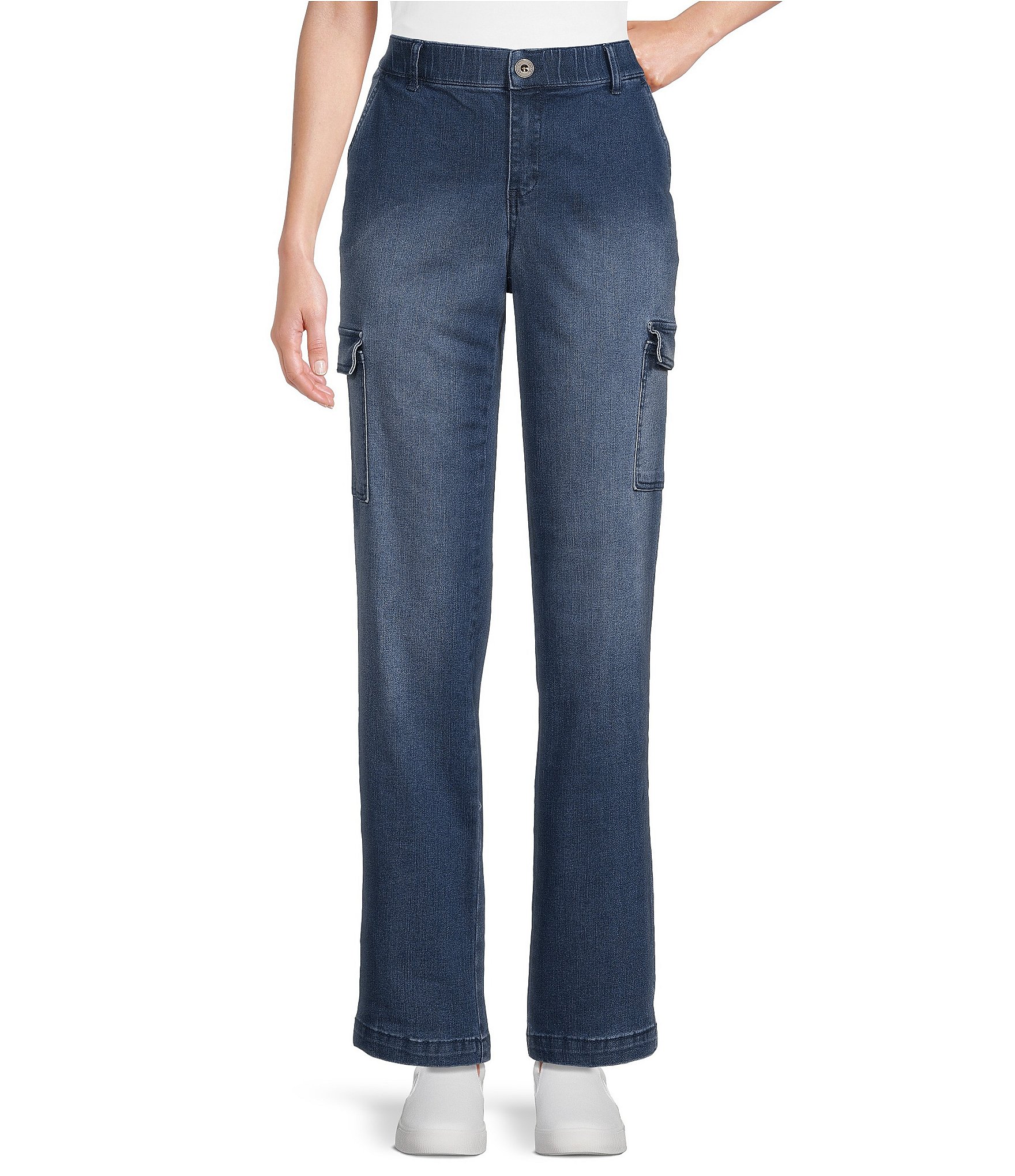 Intro Felicia Straight Leg Cargo Denim Jeans | Dillard's