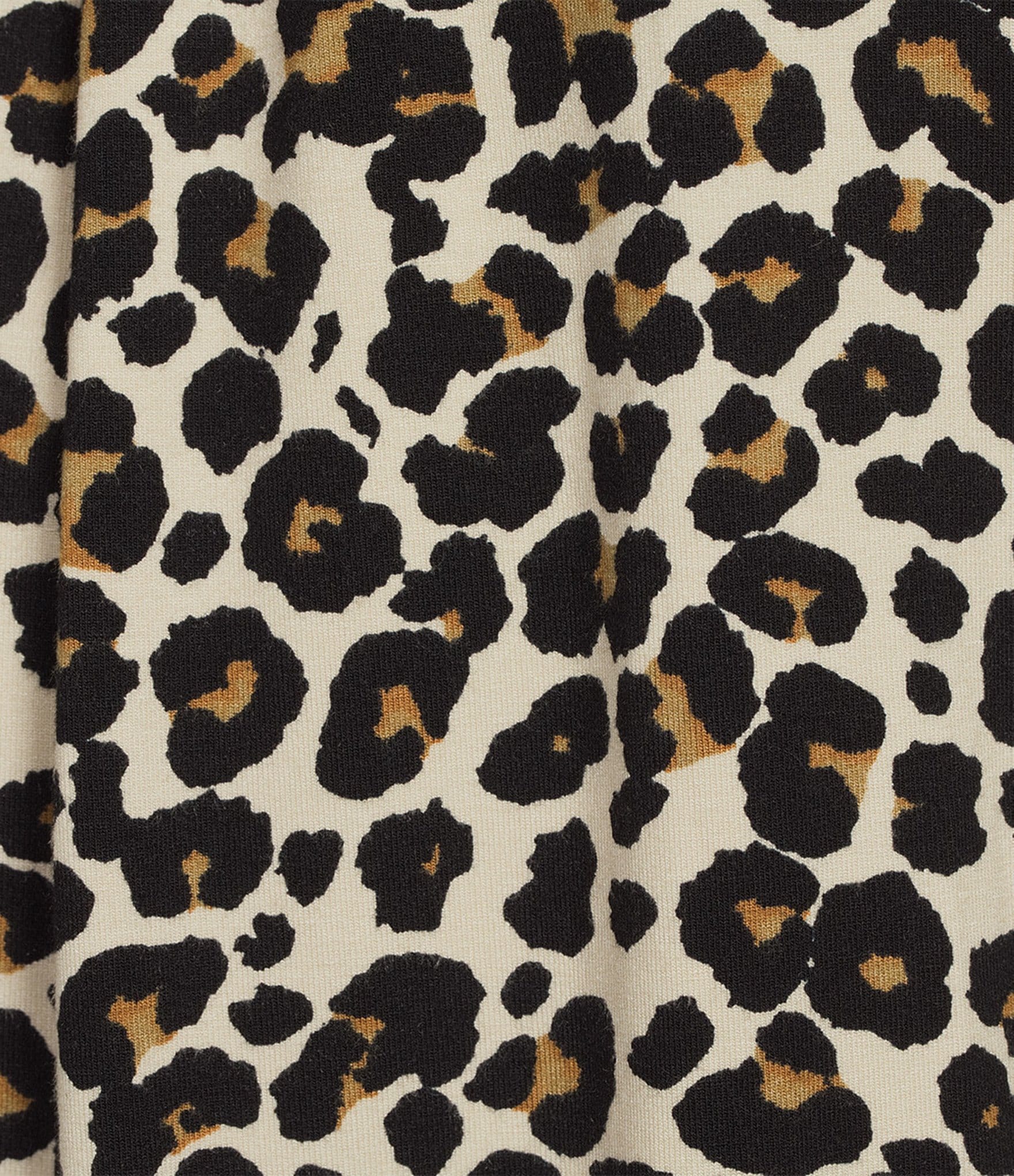 Intro Knit Jersey Animal Print 3/4 Sleeve Pleated Neck Tee