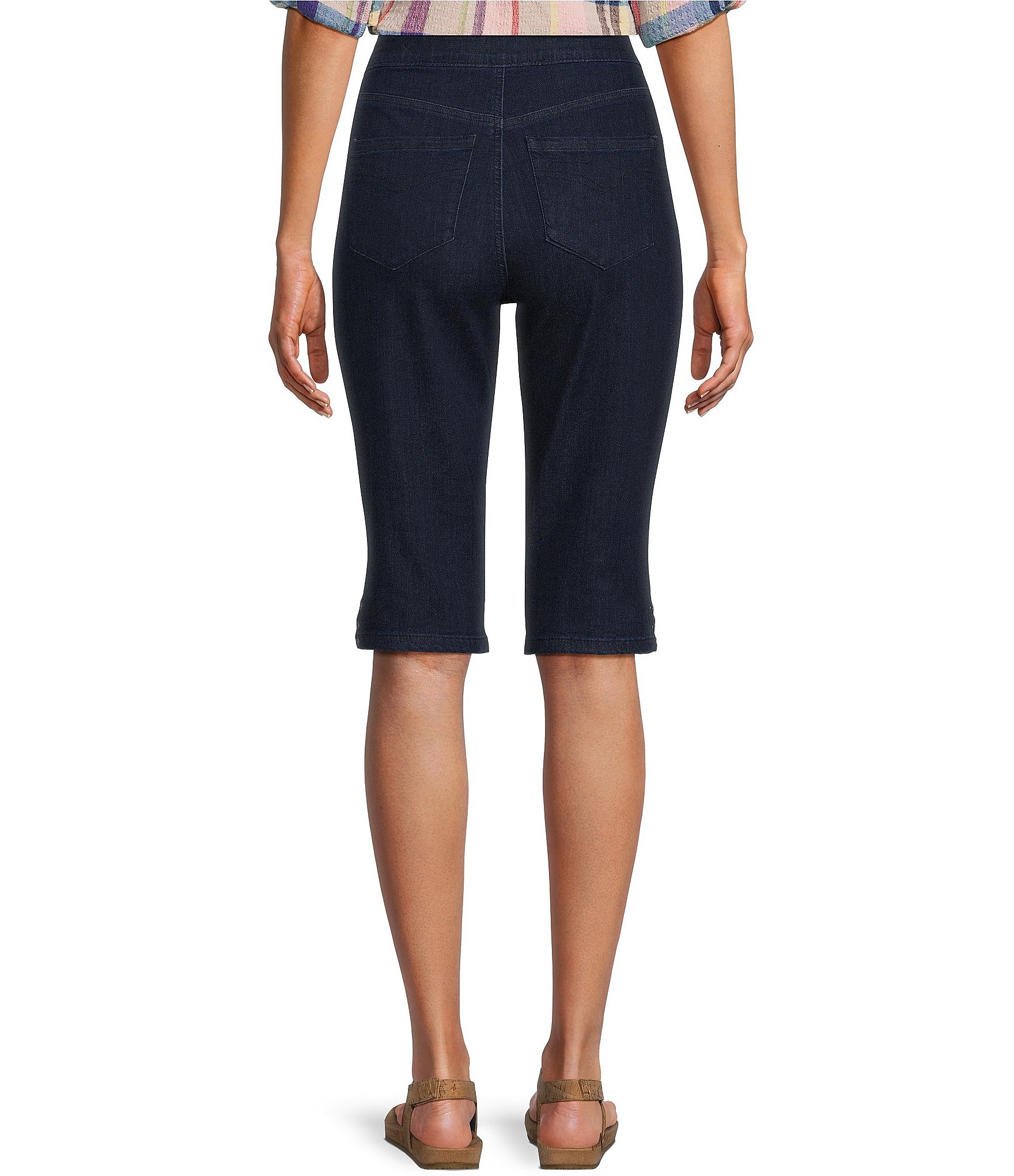 Intro Petite Size Dahlia Solid Pull-On Skimmer Denim Shorts