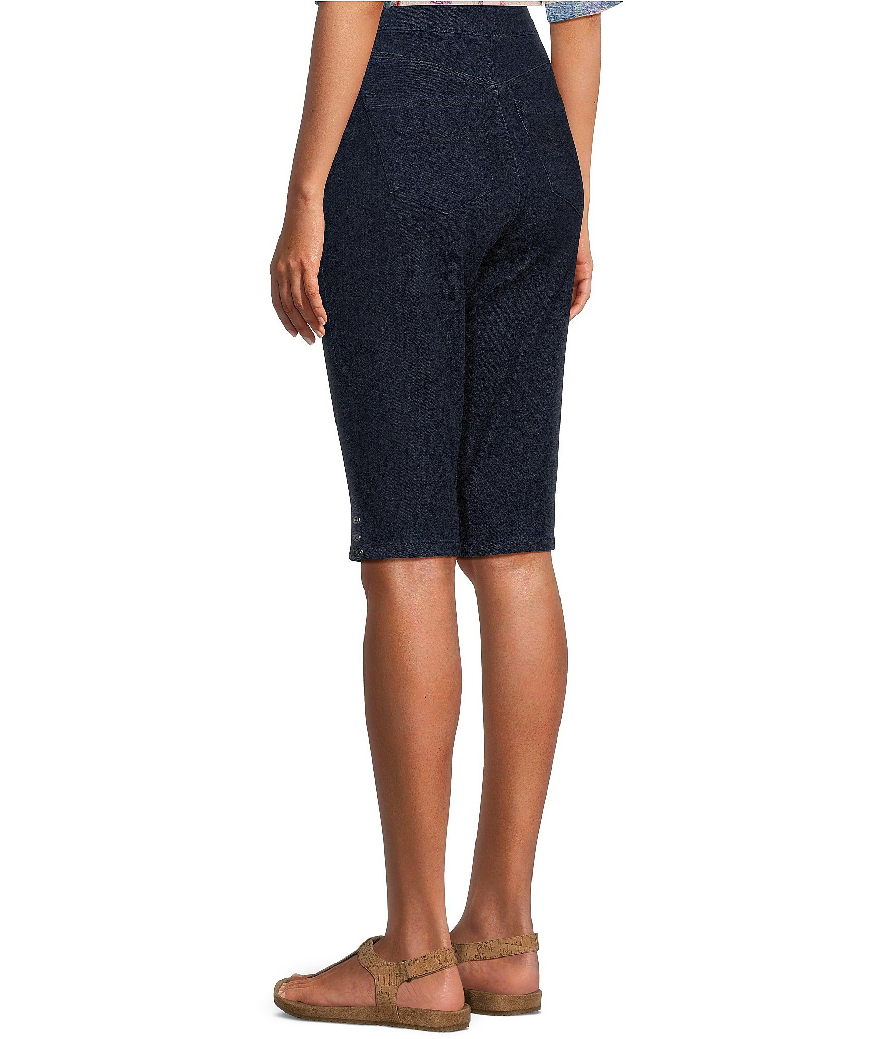 Intro Petite Size Dahlia Solid Pull-On Skimmer Denim Shorts