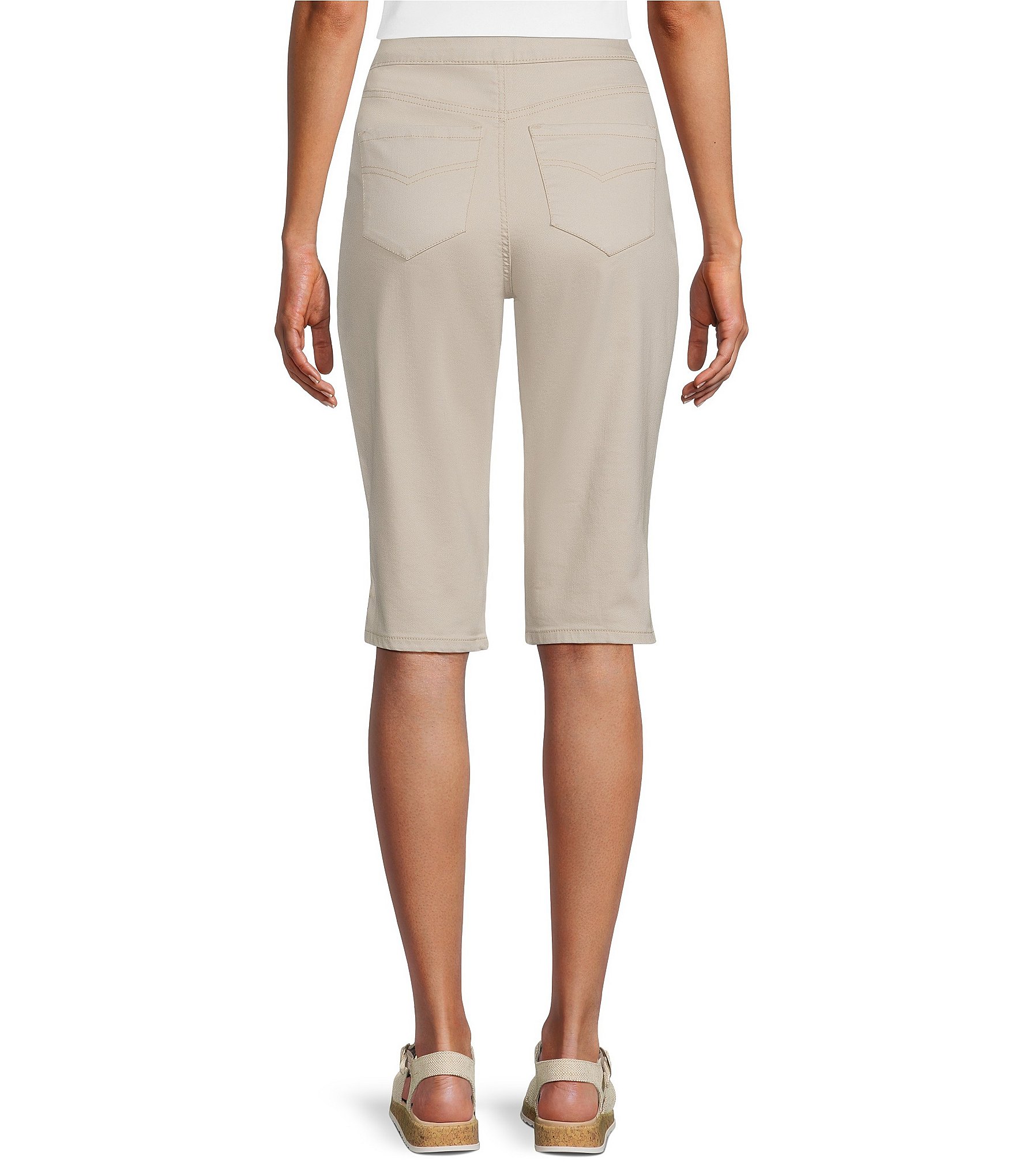 Intro Petite Size Dahlia Solid Pull-On Skimmer Denim Shorts