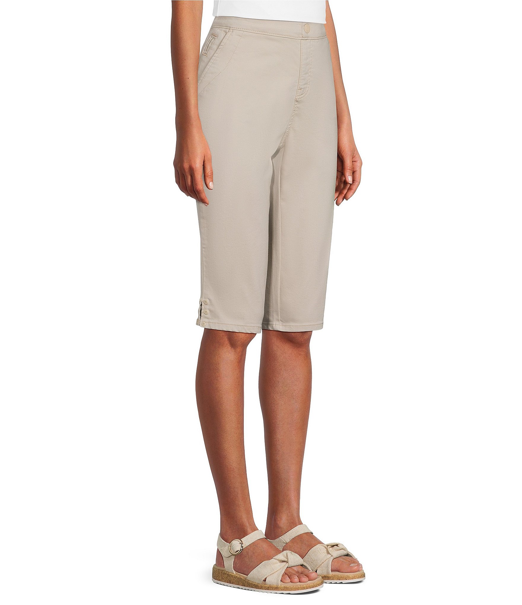Intro Petite Size Dahlia Solid Pull-On Skimmer Denim Shorts