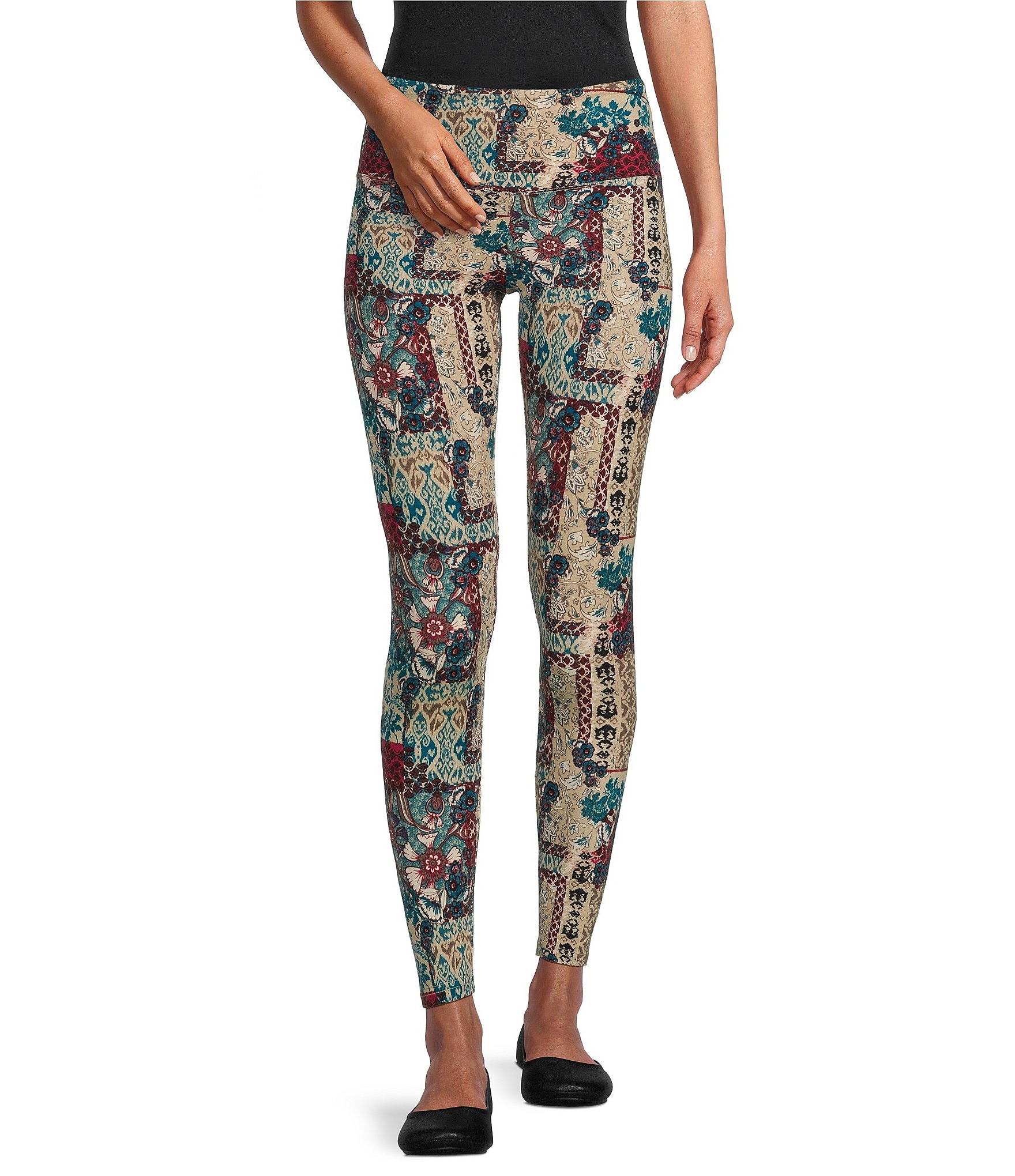 Intro Petite Size Patchwork Print Love the Fit Tummy Control Leggings