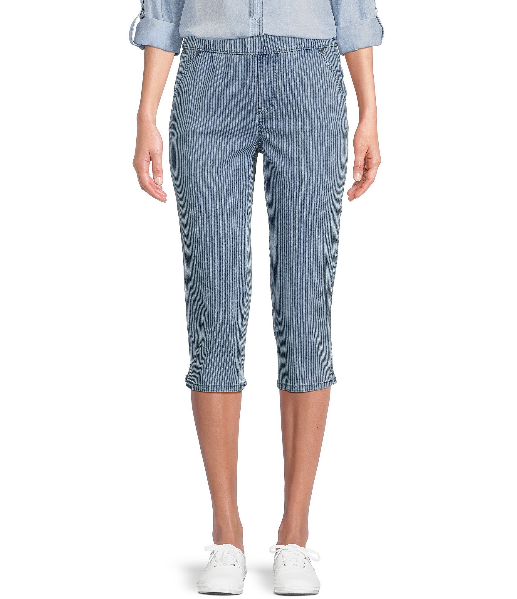 Ruby Rd. Petite Size Pull-On Extra Stretch Denim Cropped Capri Jeans