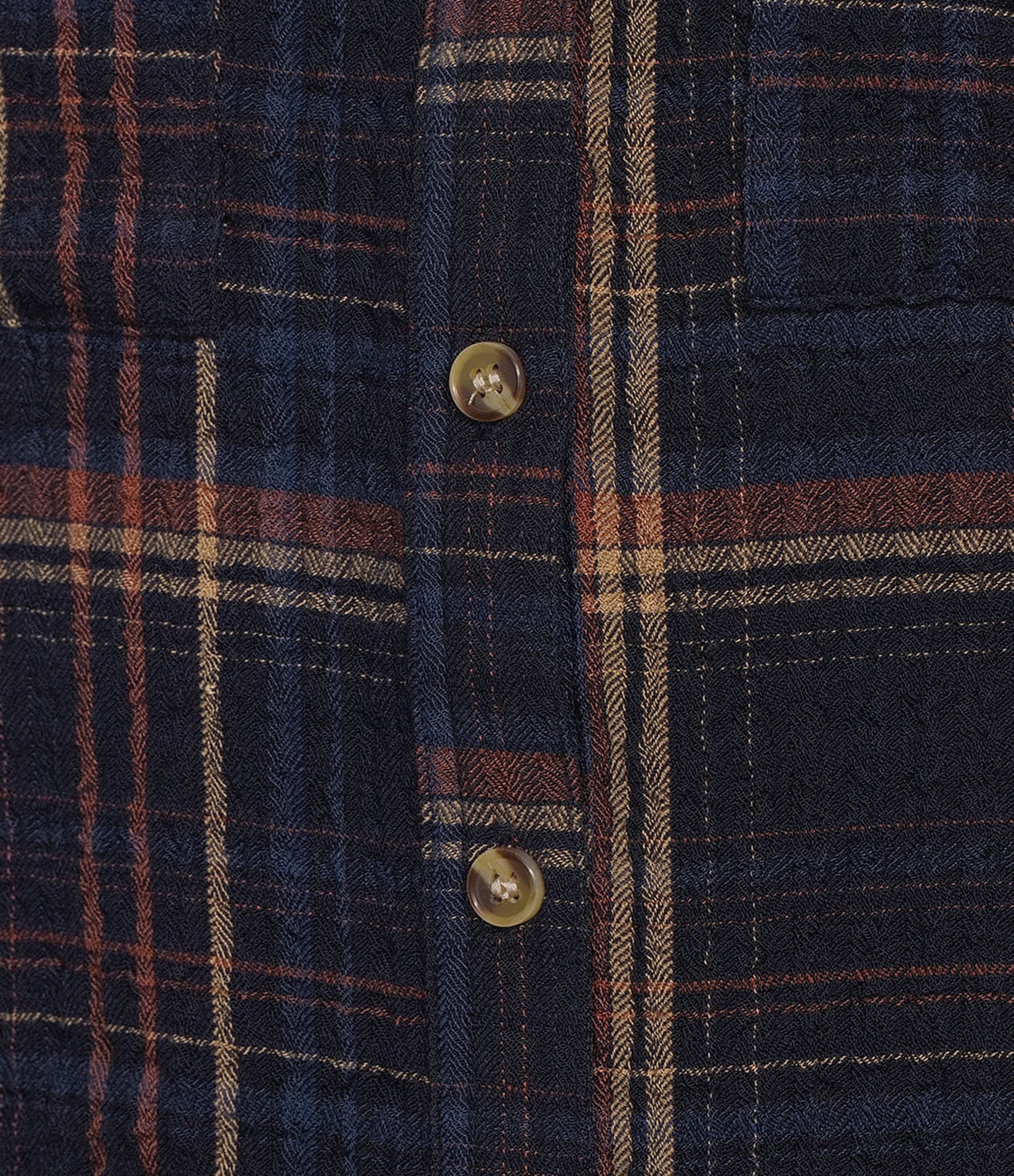 Intro Petite Size Woven Navy Beat Plaid Print Point Collar Long Roll-Tab Sleeve Button-Front Shirt